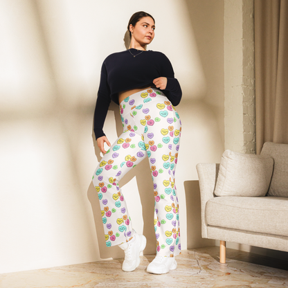 Flare leggings - Candy Hearts in White