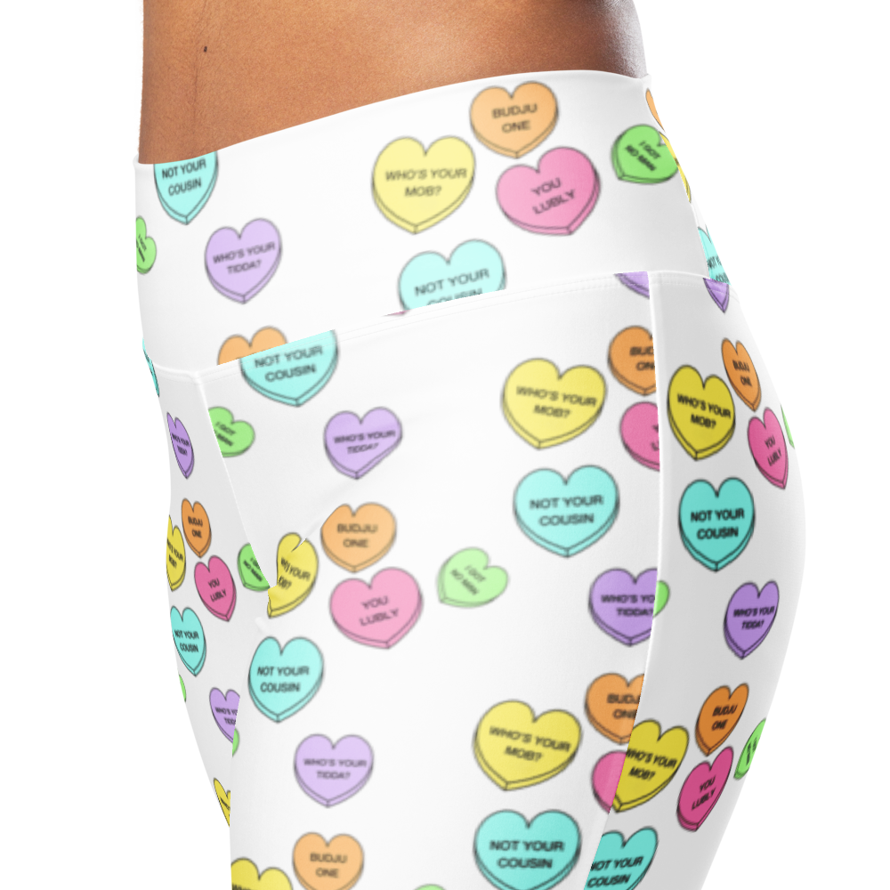 Flare leggings - Candy Hearts in White