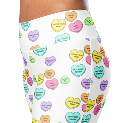 Flare leggings - Candy Hearts in White