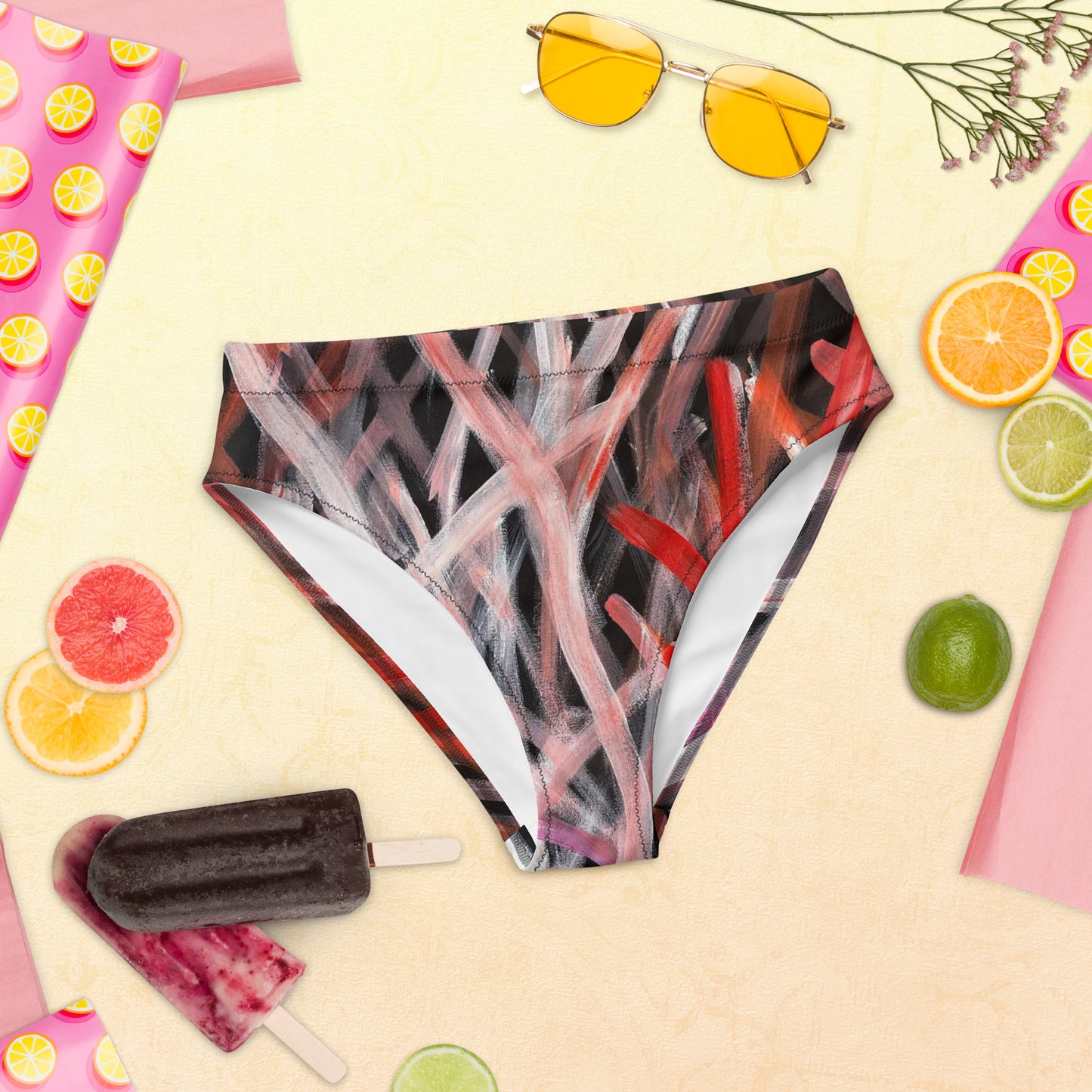 Recycled high-waisted bikini bottom