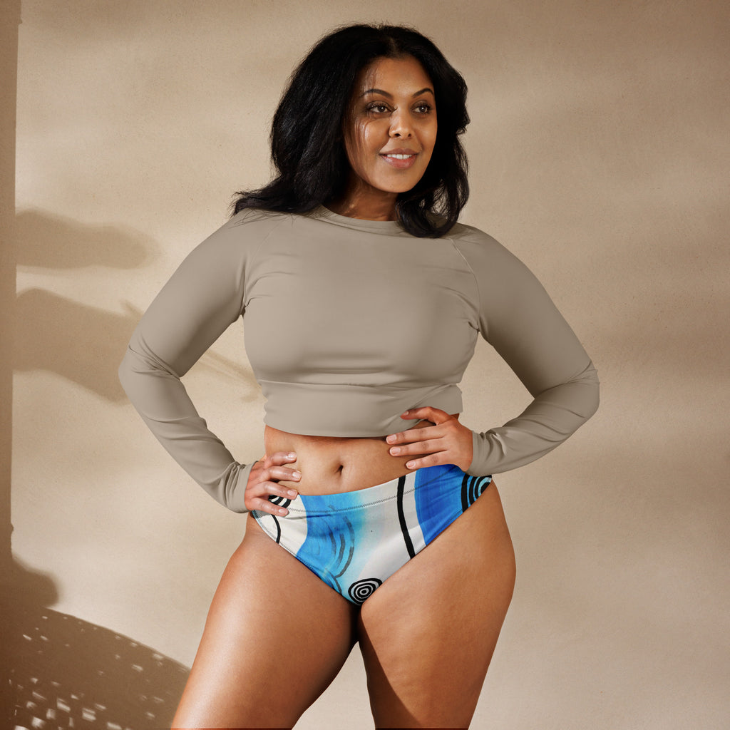 Recycled high-waisted bikini bottom