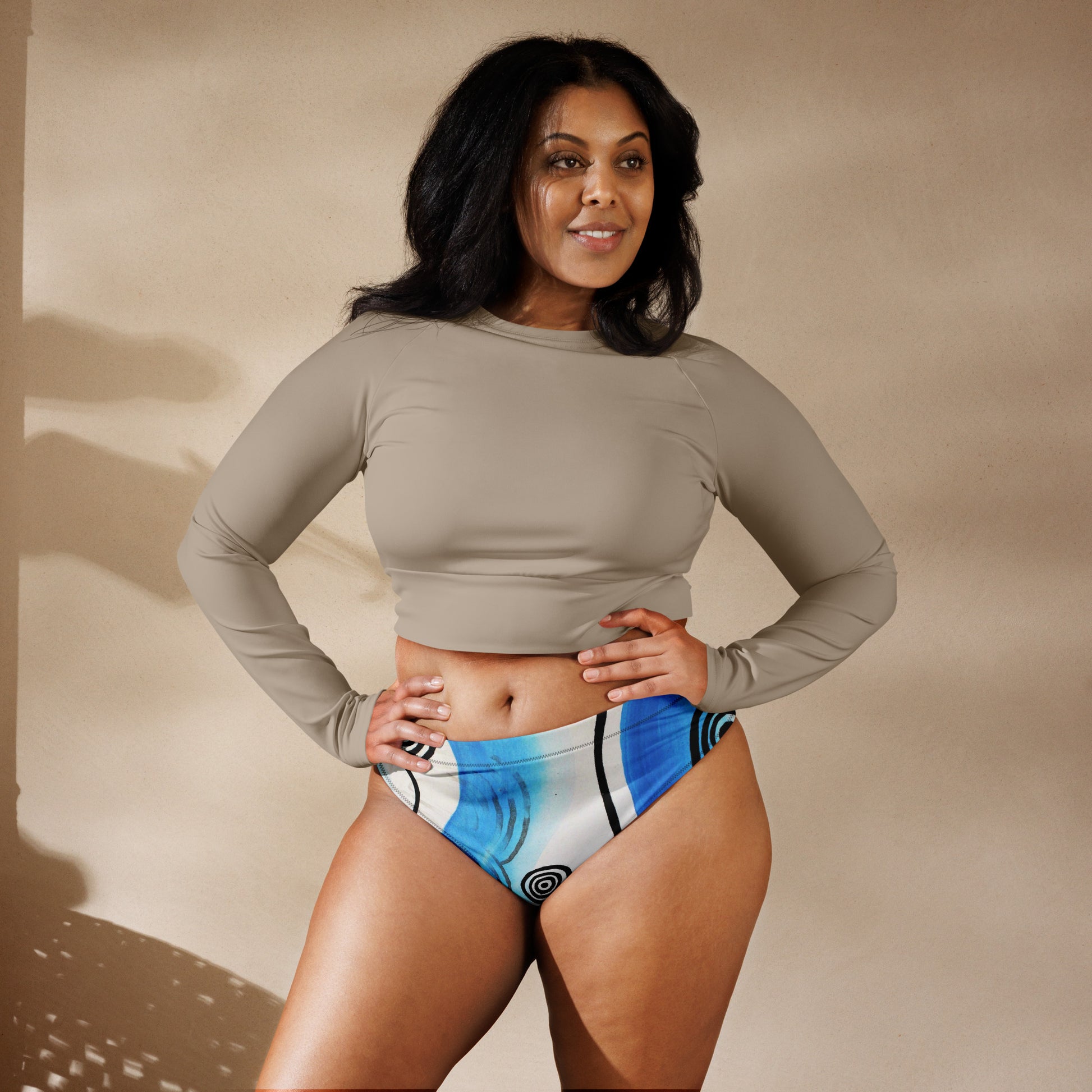 Recycled high-waisted bikini bottom