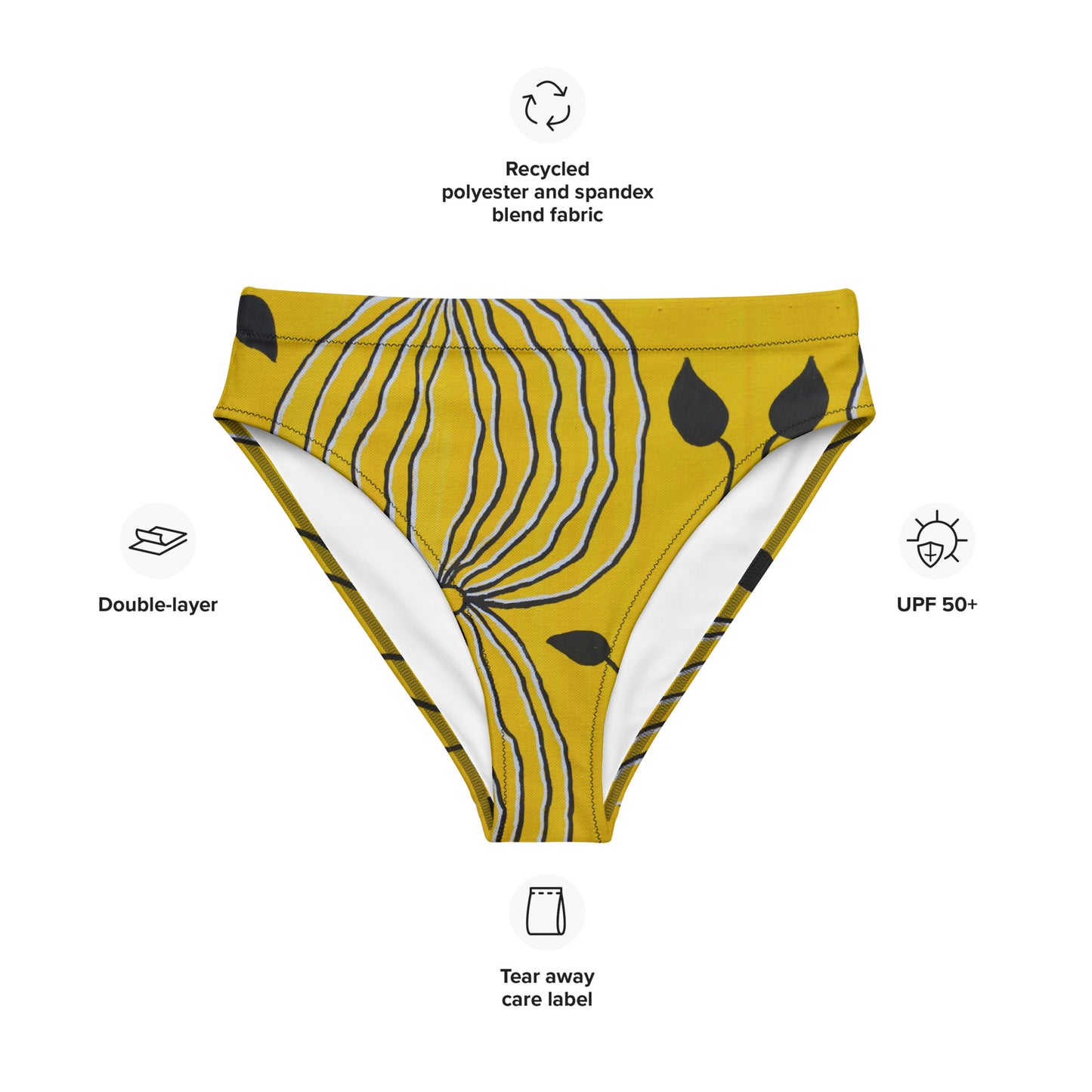 Recycled high-waisted bikini bottom