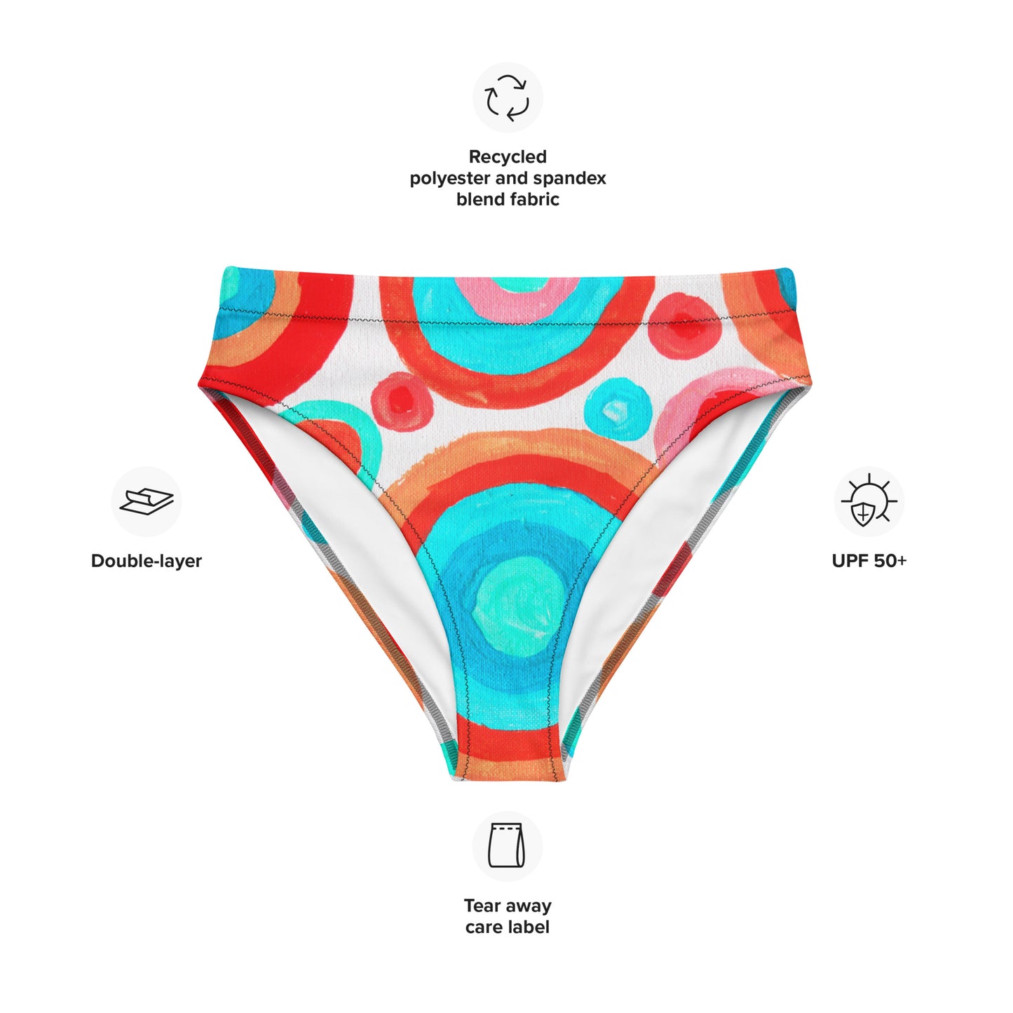 Recycled high-waisted bikini bottom