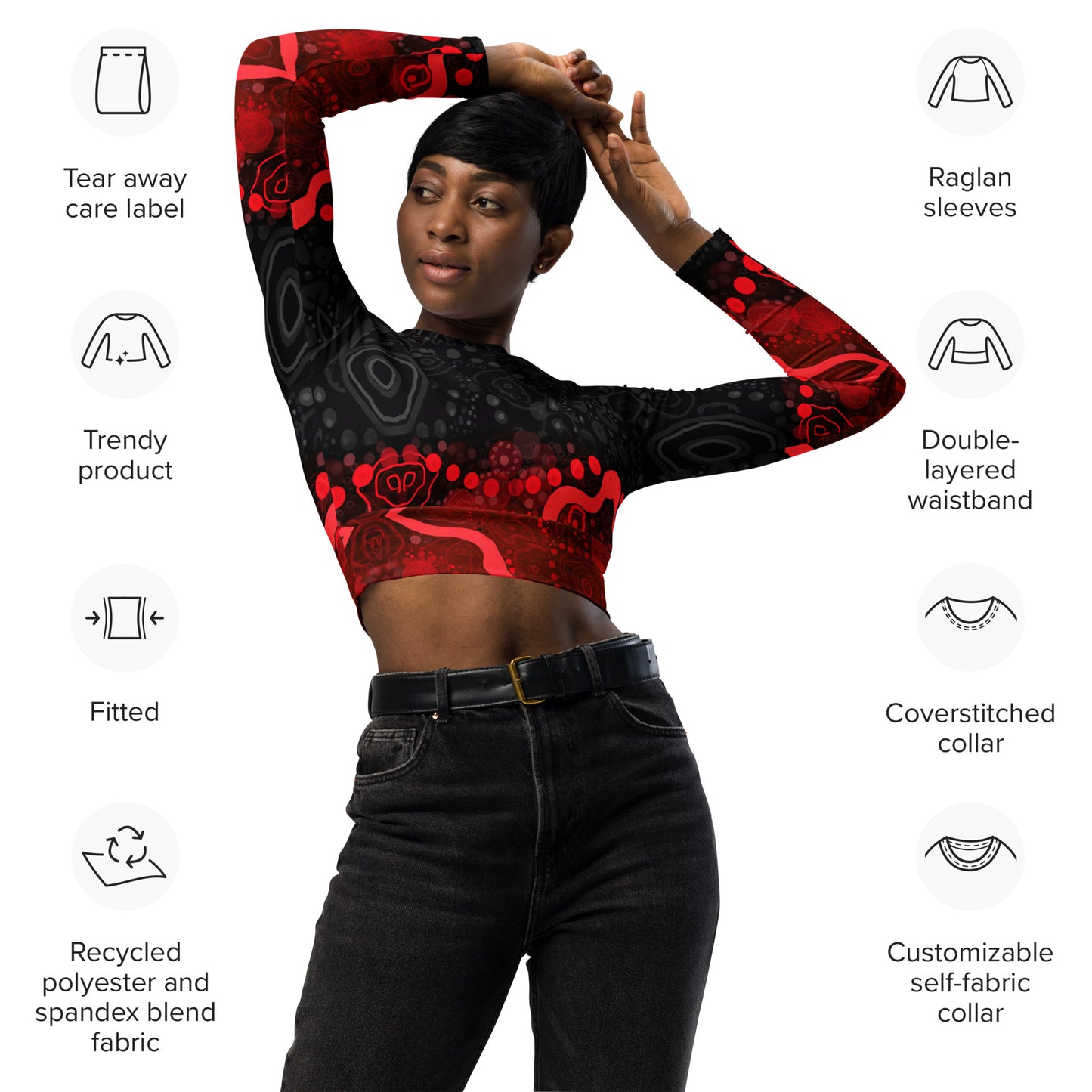 Recycled long-sleeve crop top