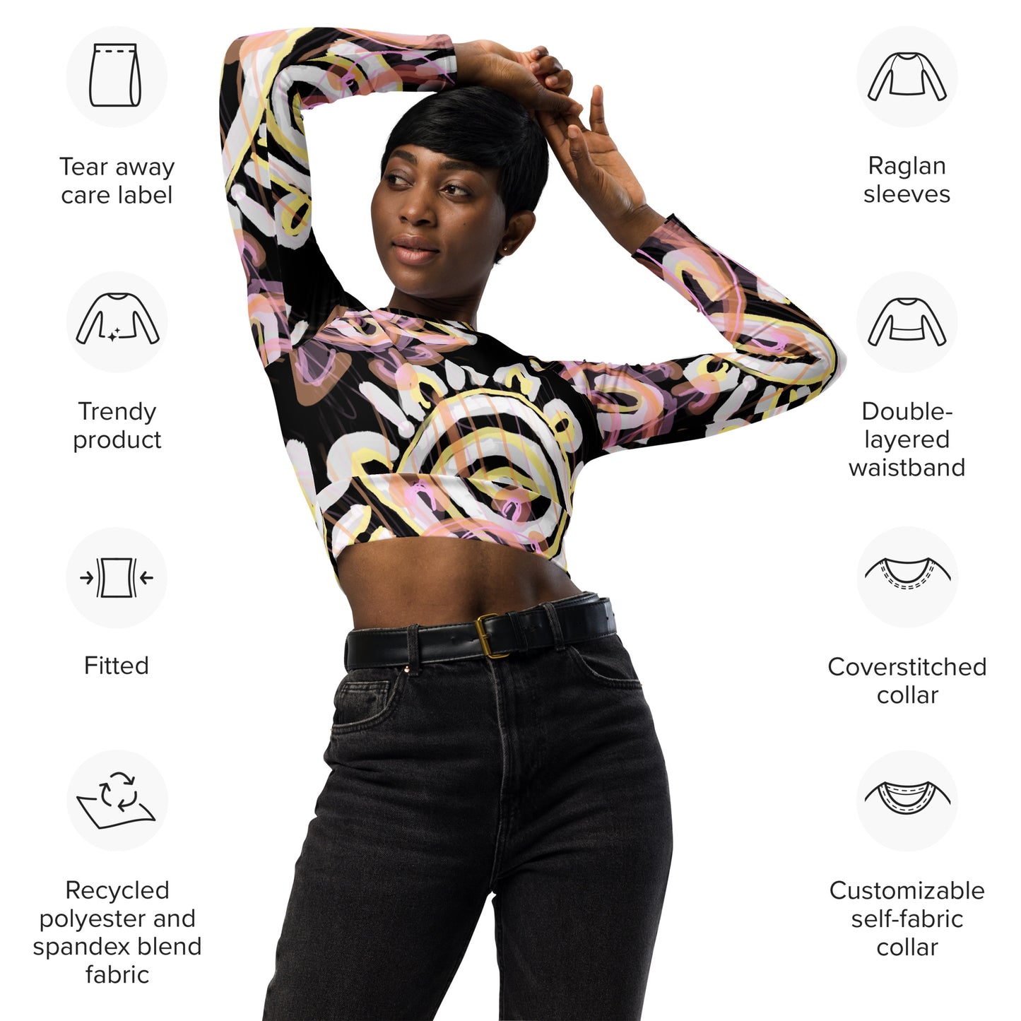 Recycled long-sleeve crop top