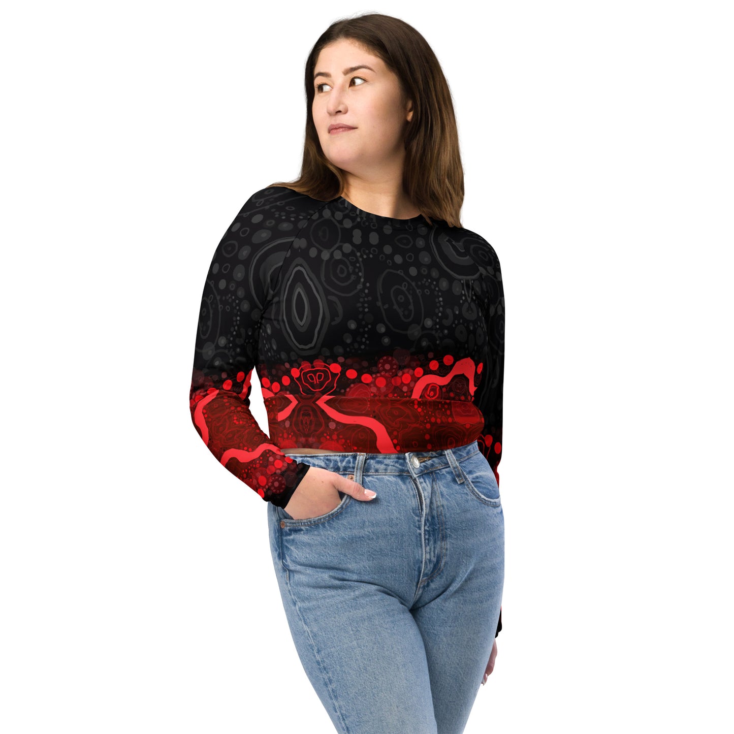 Recycled long-sleeve crop top