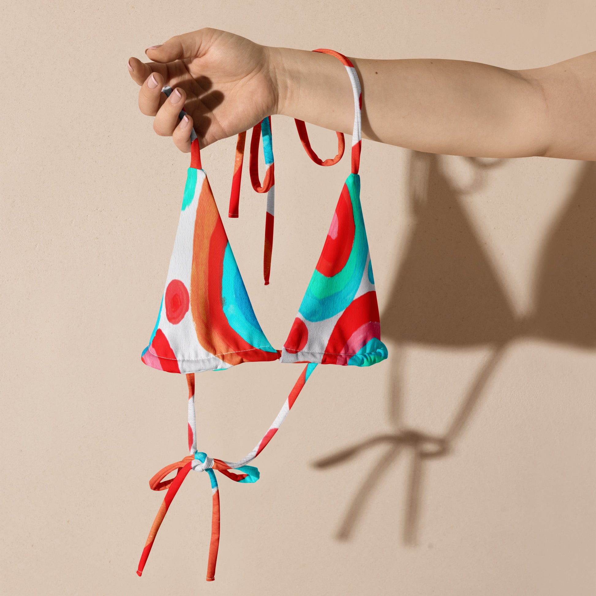 All-over print recycled string bikini top