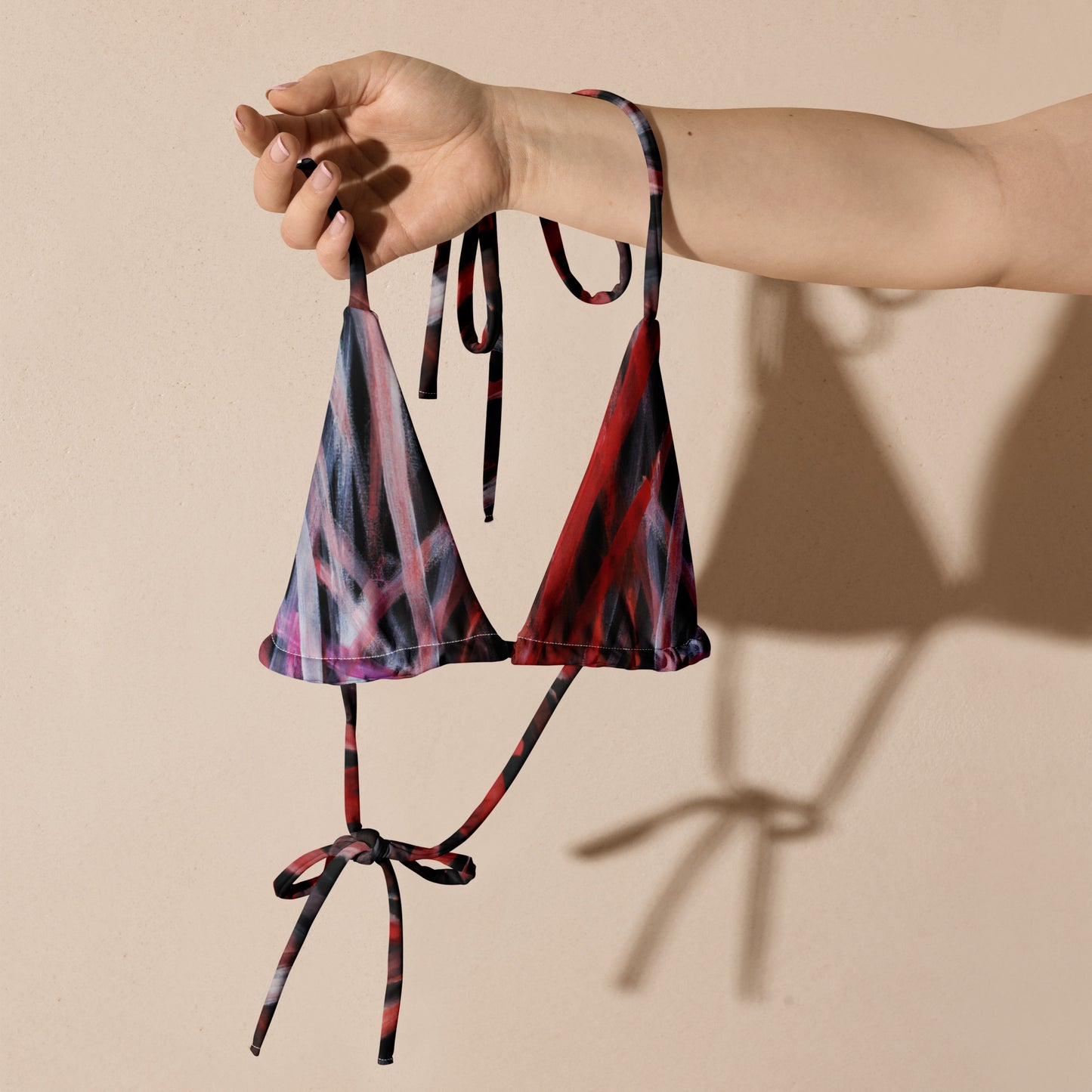 All-over print recycled string bikini top