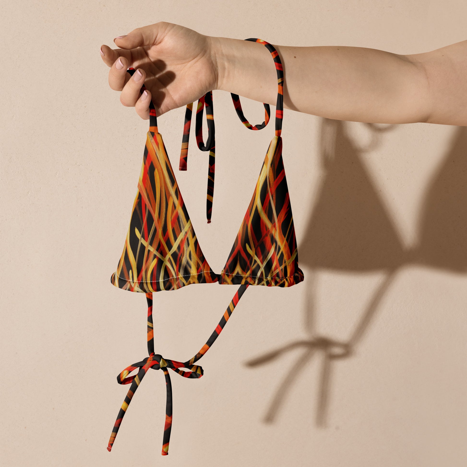 All-over print recycled string bikini top