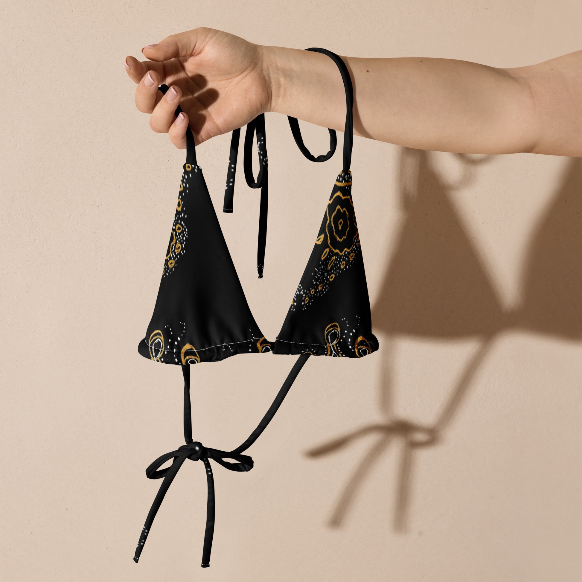 All-over print recycled string bikini top