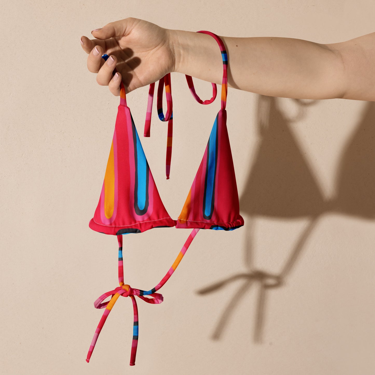 All-over print recycled string bikini top