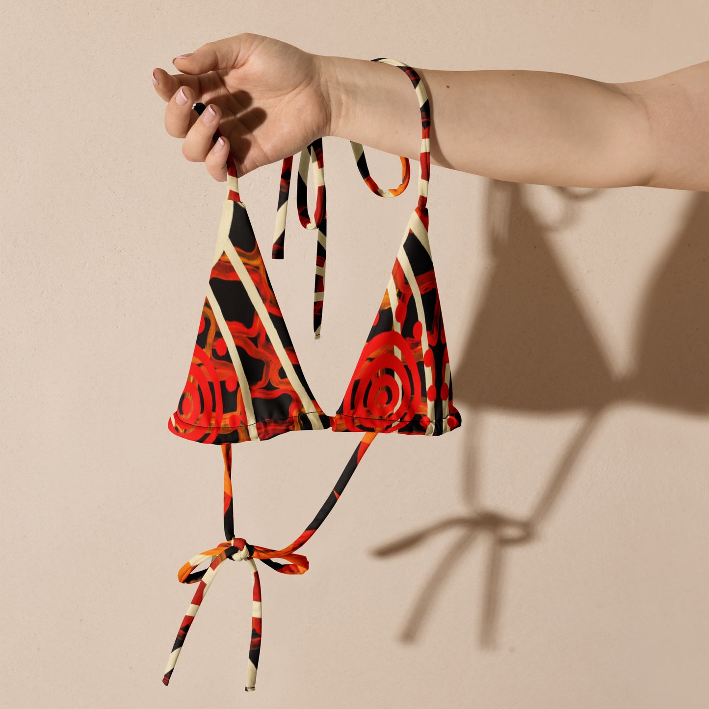 All-over print recycled string bikini top