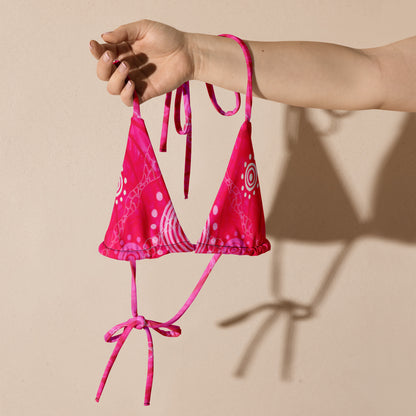 All-over print recycled string bikini top