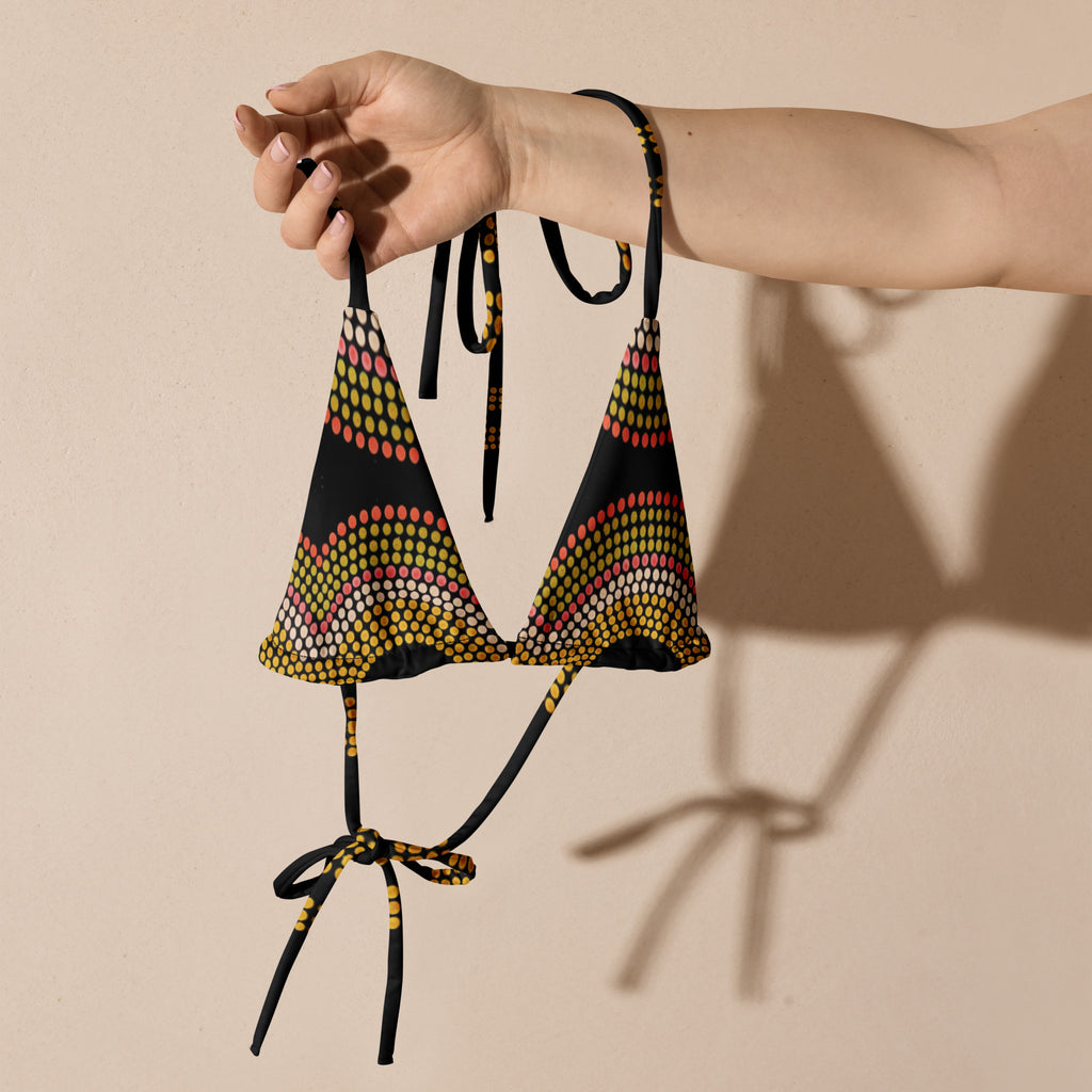 All-over print recycled string bikini top
