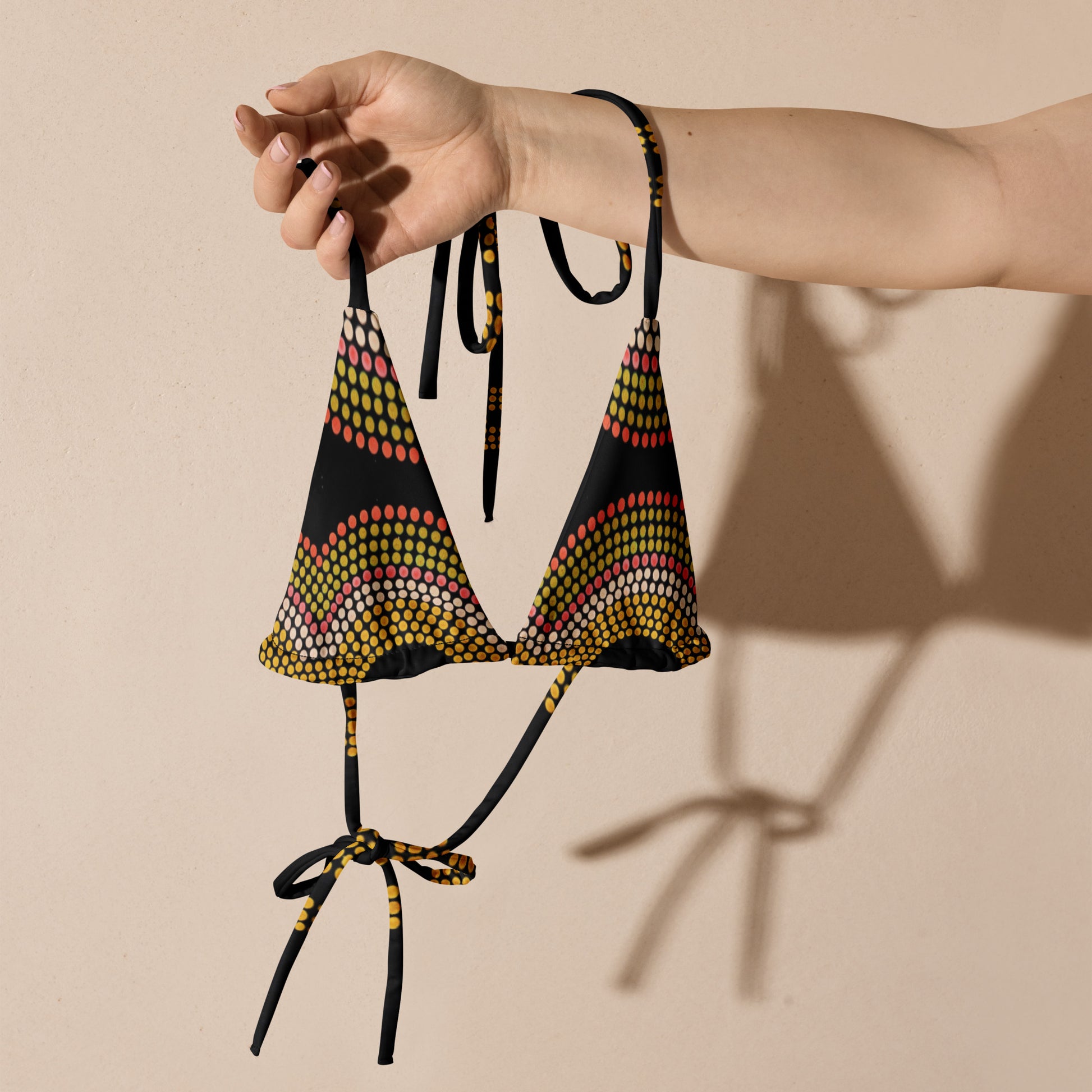 All-over print recycled string bikini top