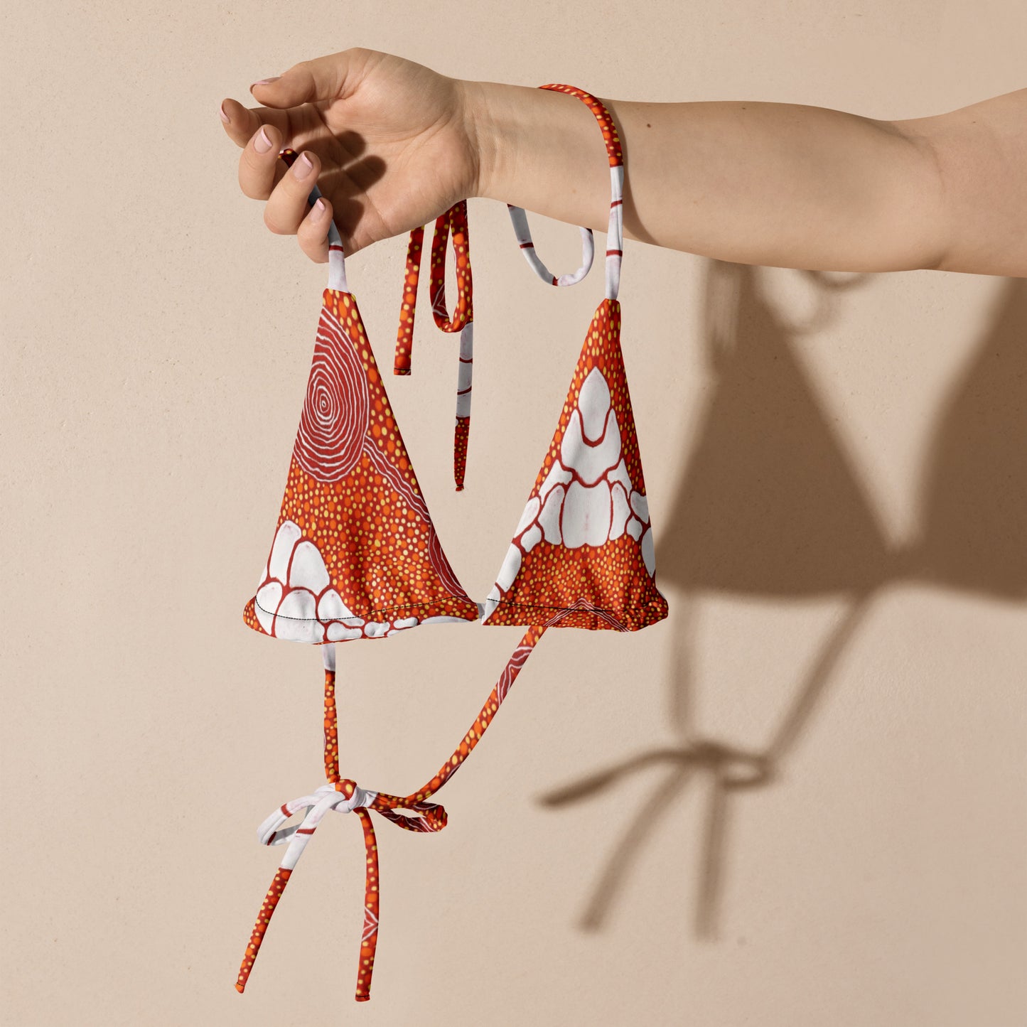 All-over print recycled string bikini top