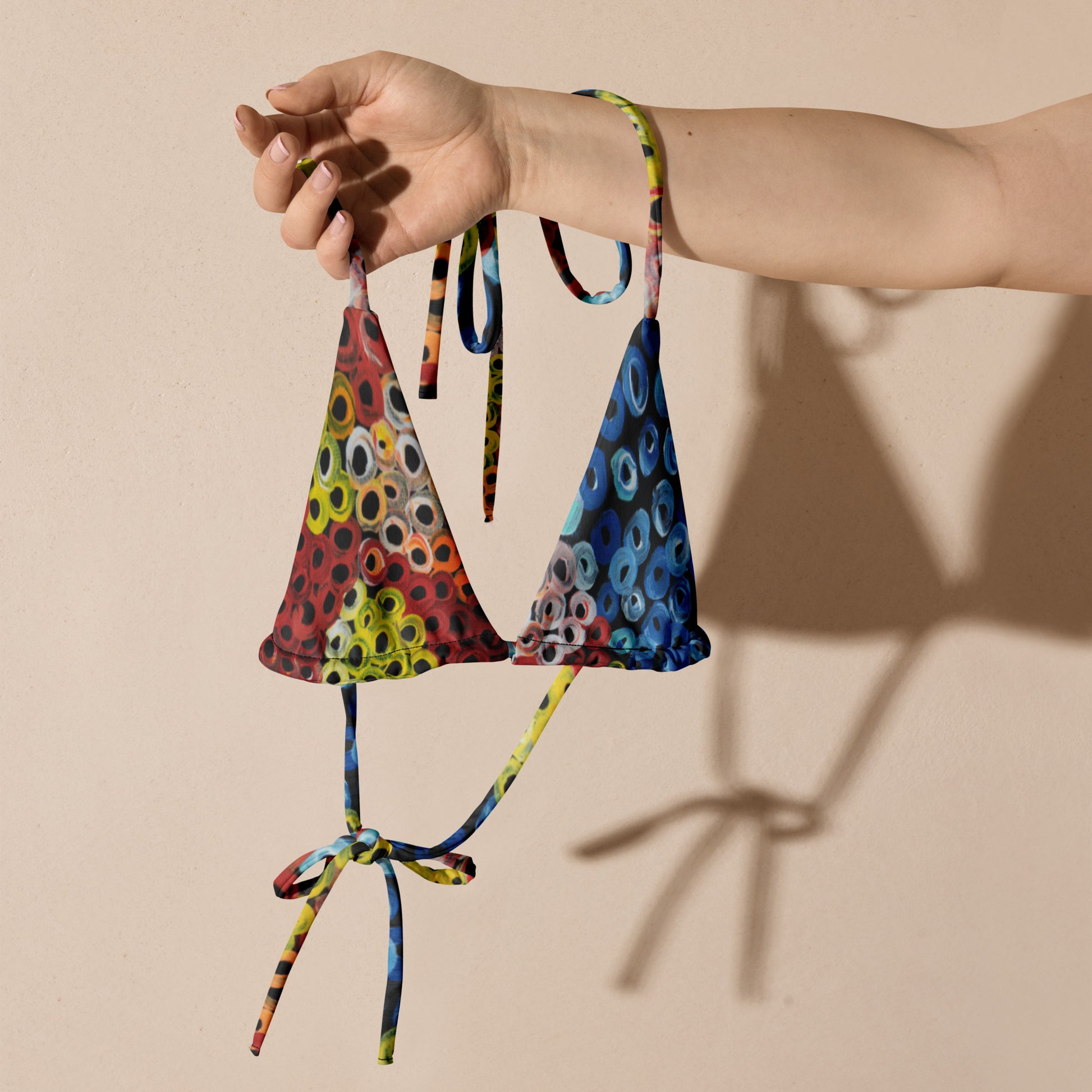 All-over print recycled string bikini top