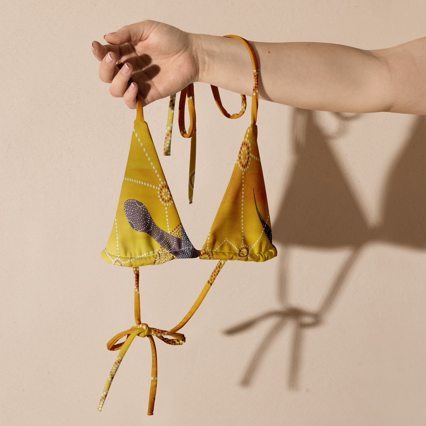 All-over print recycled string bikini top