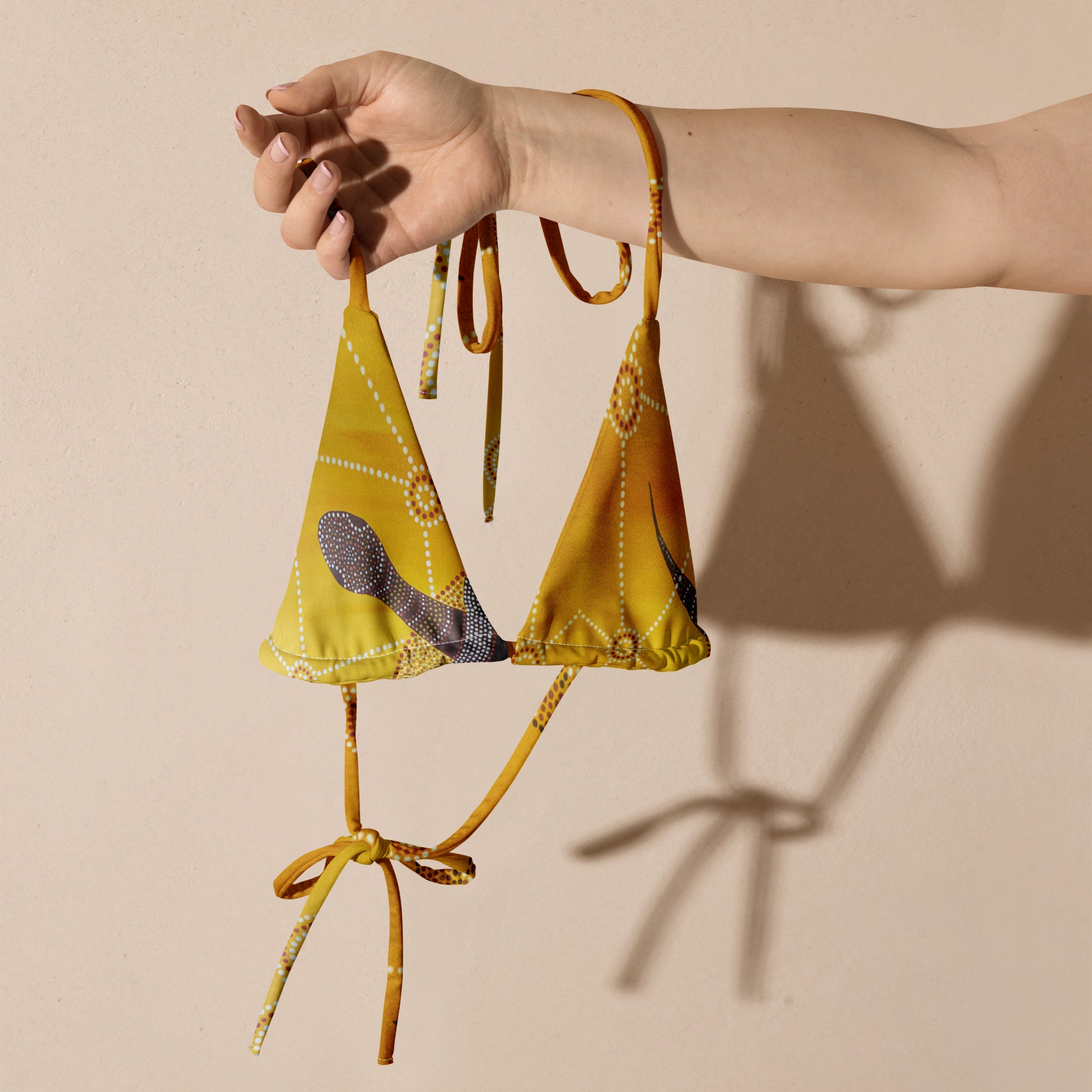 All-over print recycled string bikini top