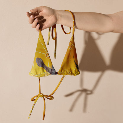 All-over print recycled string bikini top