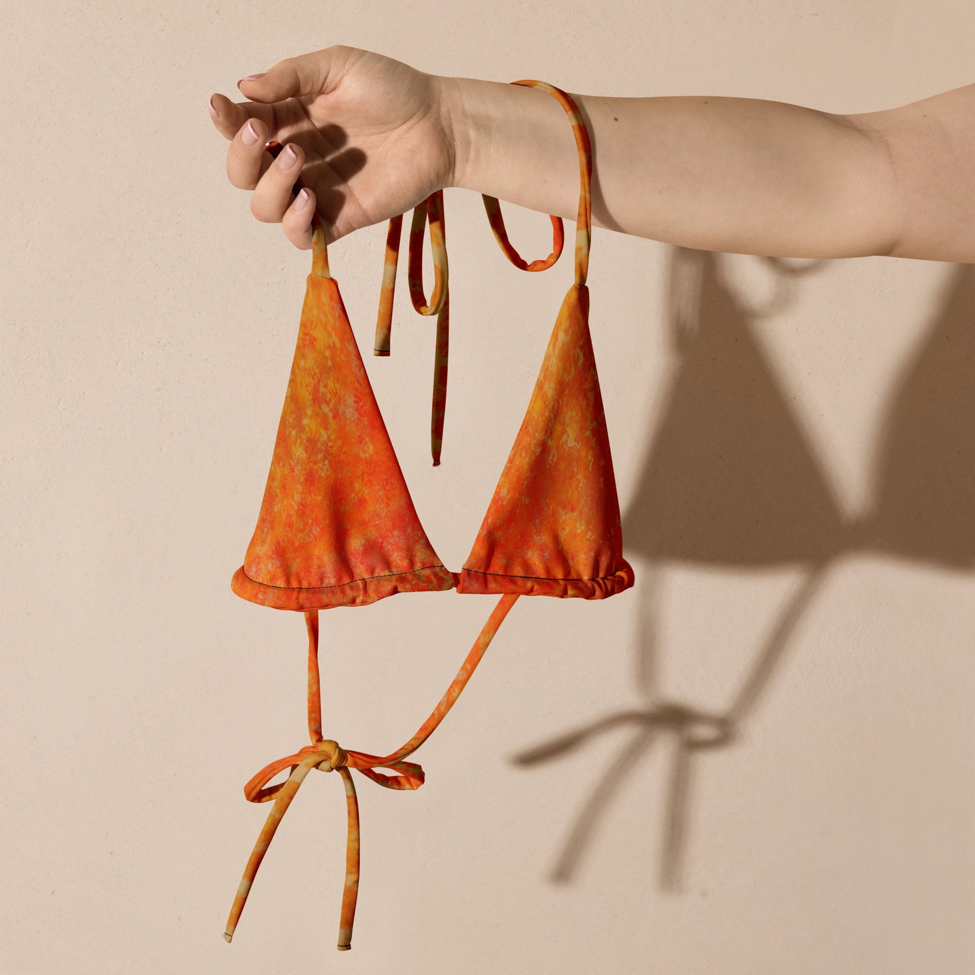 All-over print recycled string bikini top