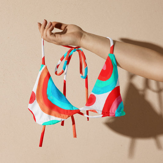 All-over print recycled string bikini top