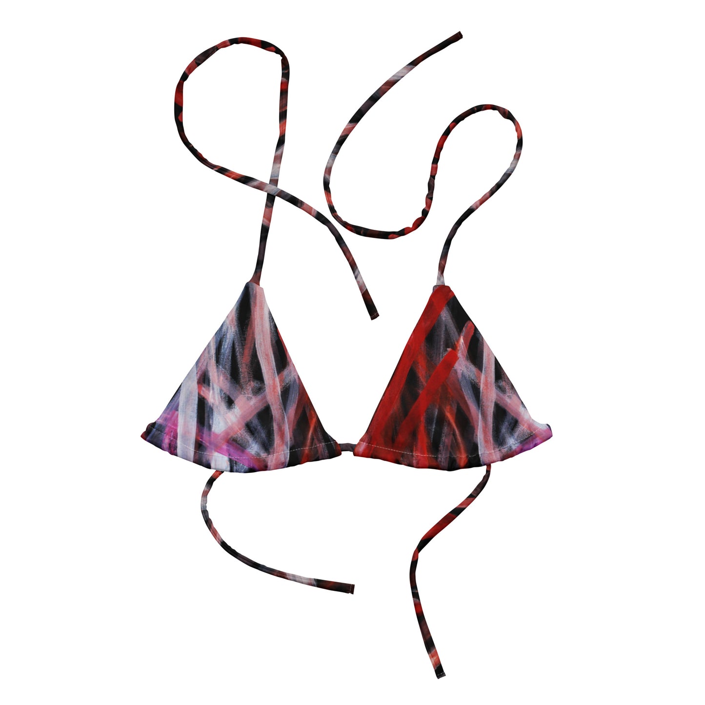 All-over print recycled string bikini top