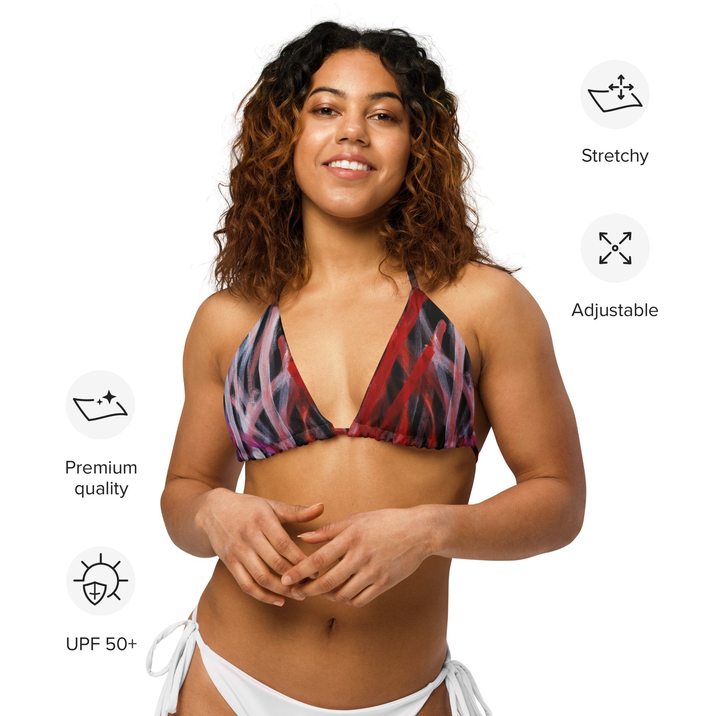 All-over print recycled string bikini top