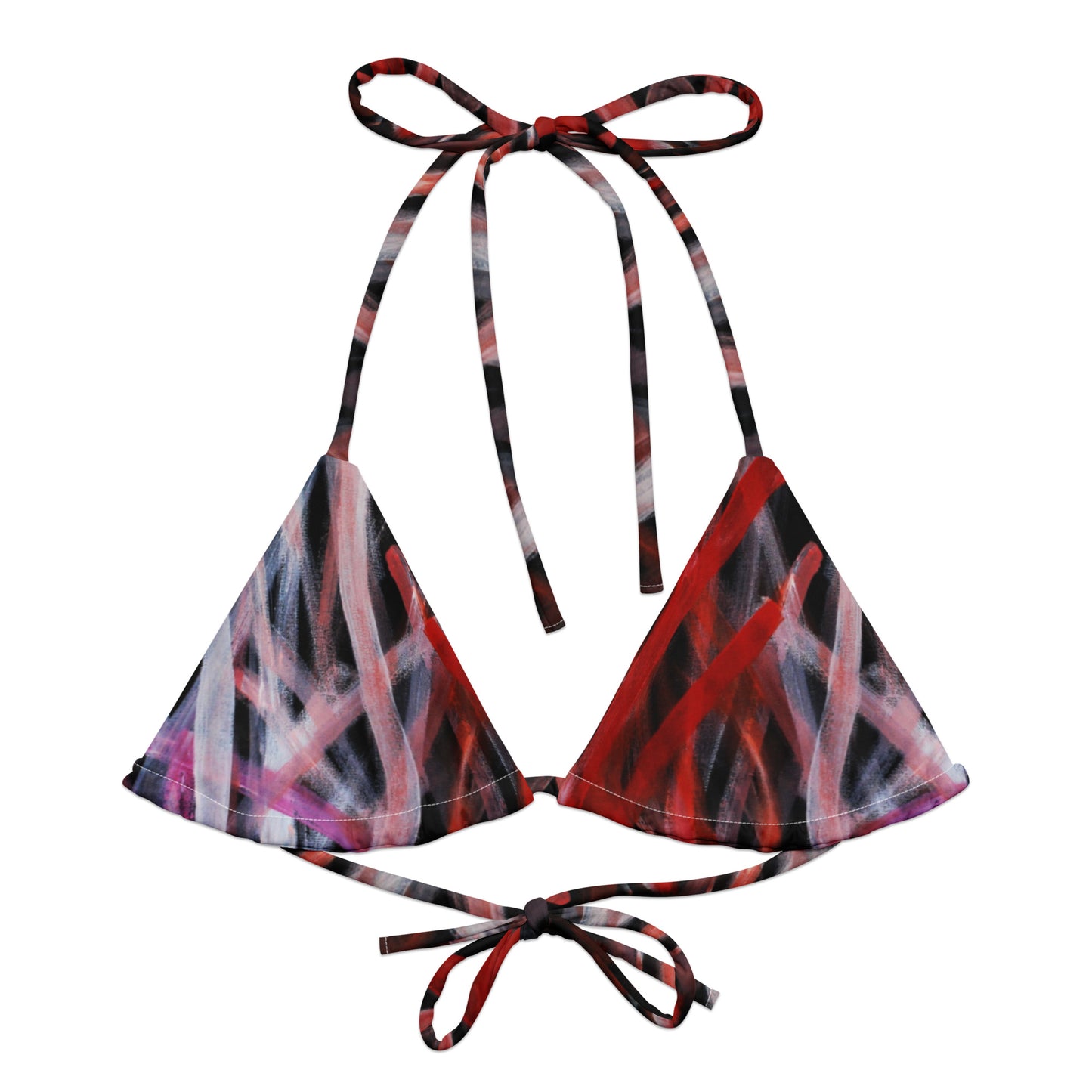 All-over print recycled string bikini top