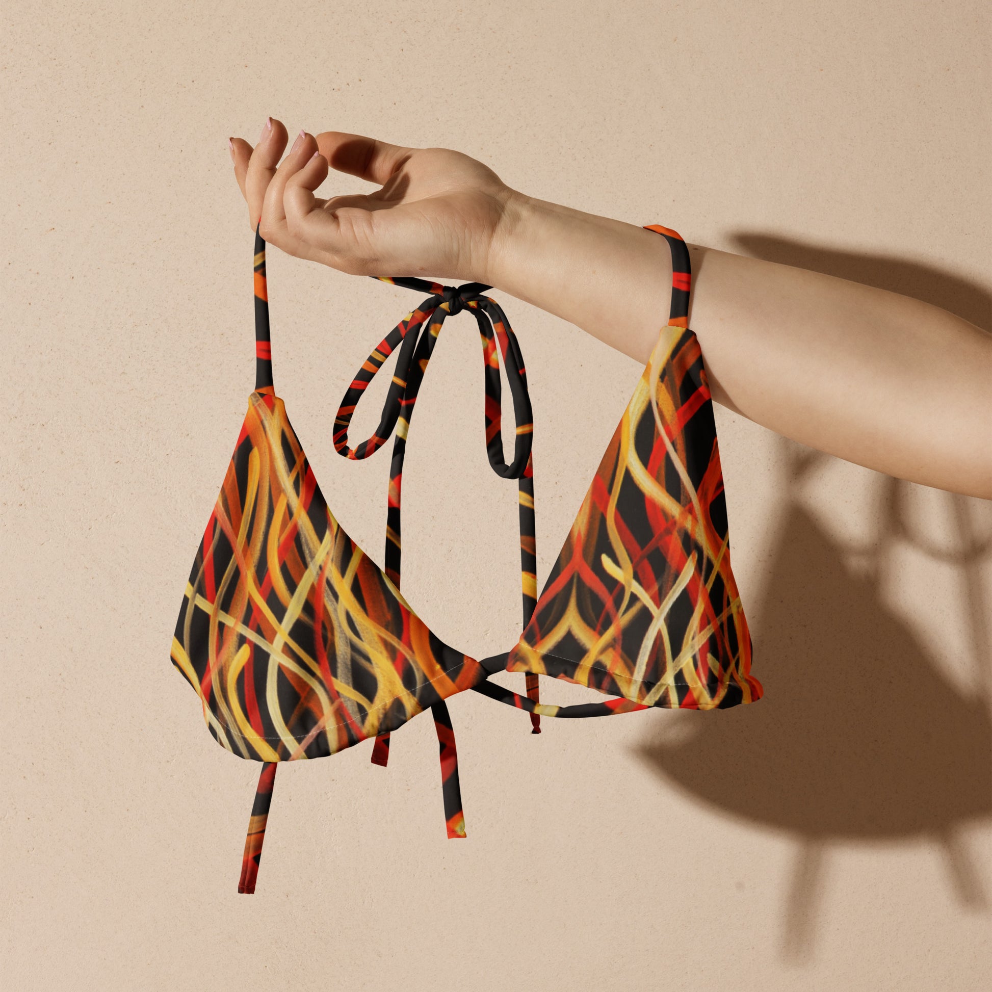 All-over print recycled string bikini top
