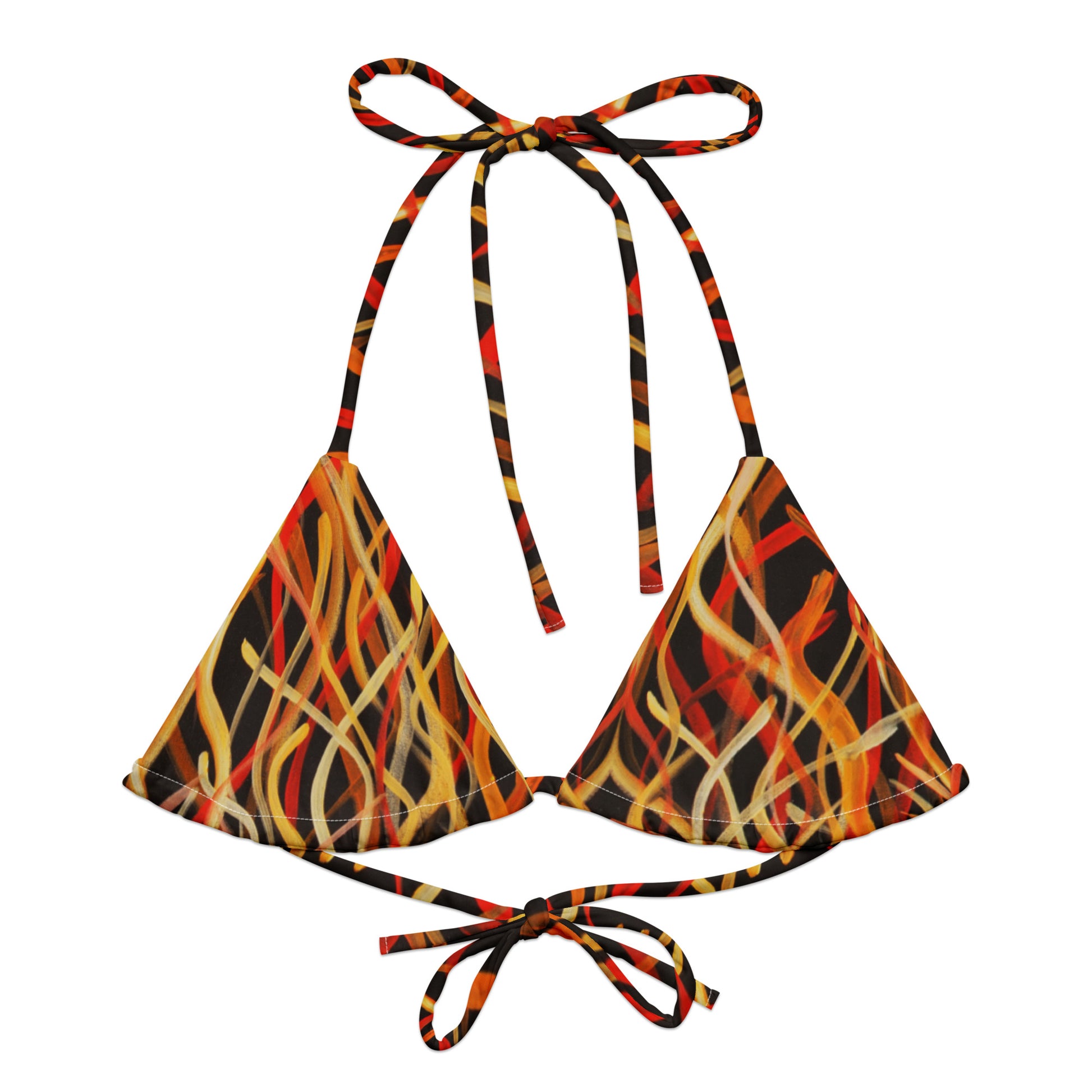 All-over print recycled string bikini top