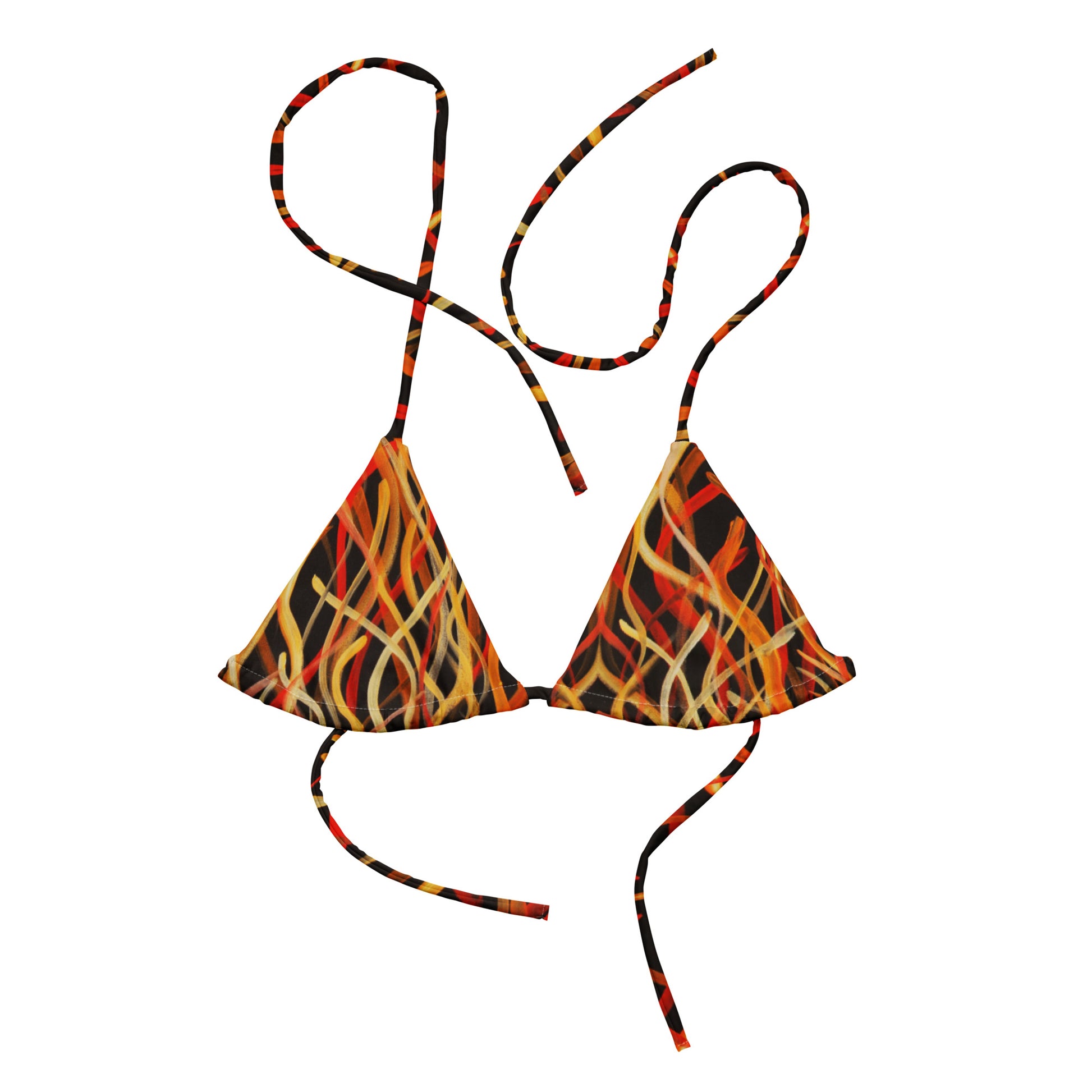 All-over print recycled string bikini top