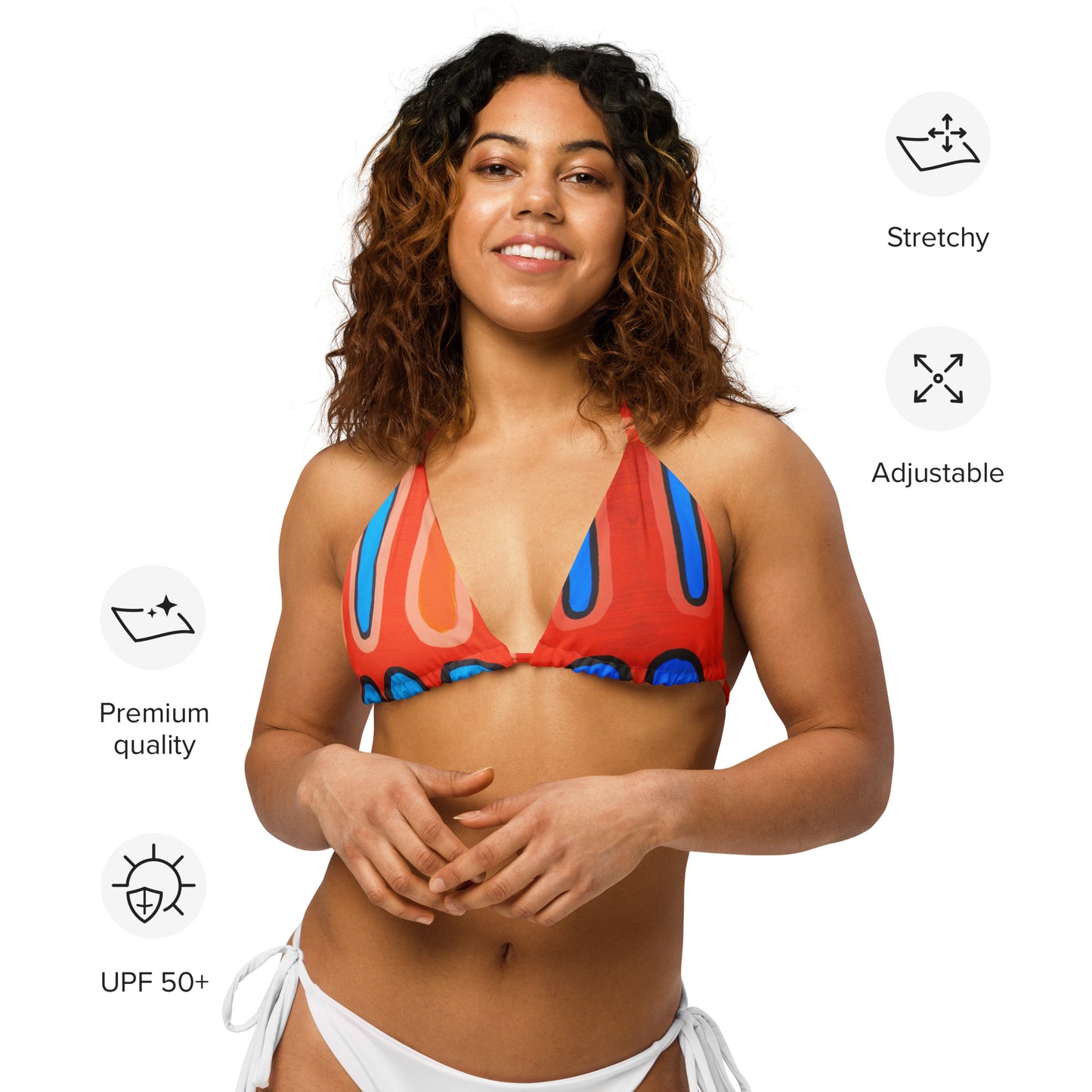 All-over print recycled string bikini top