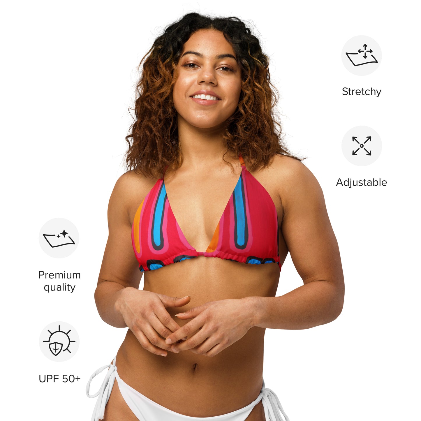 All-over print recycled string bikini top