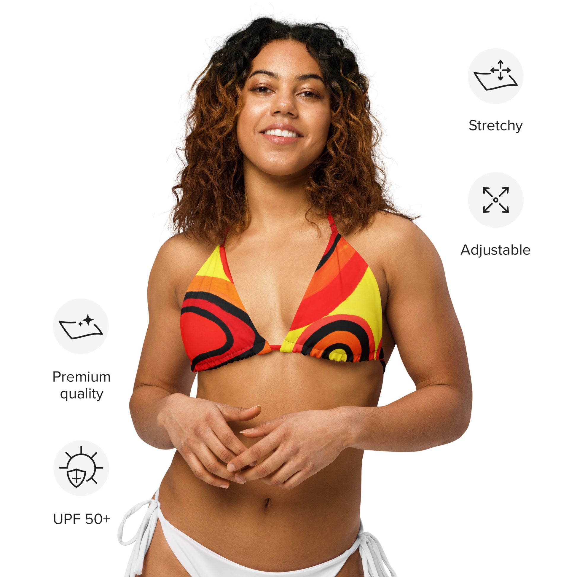 All-over print recycled string bikini top