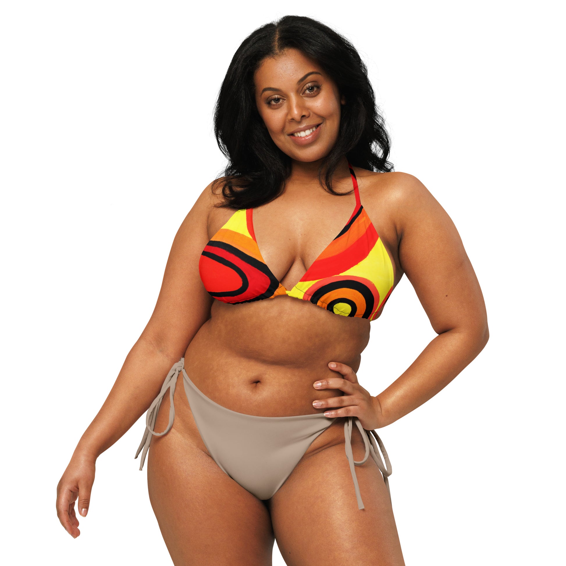 All-over print recycled string bikini top