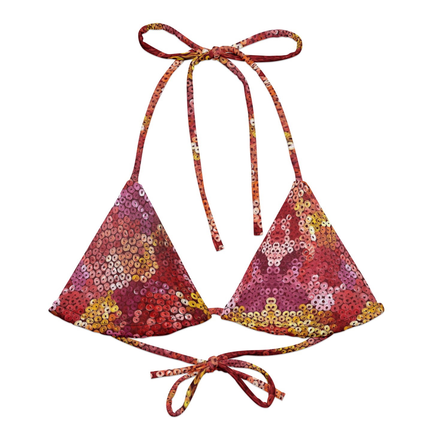 All-over print recycled string bikini top