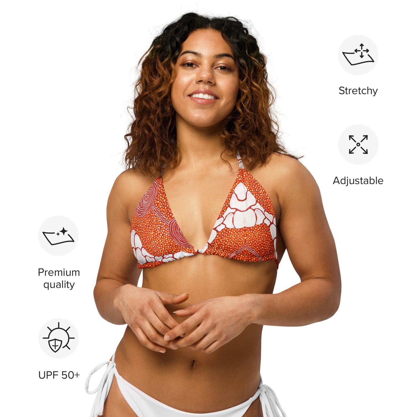 All-over print recycled string bikini top