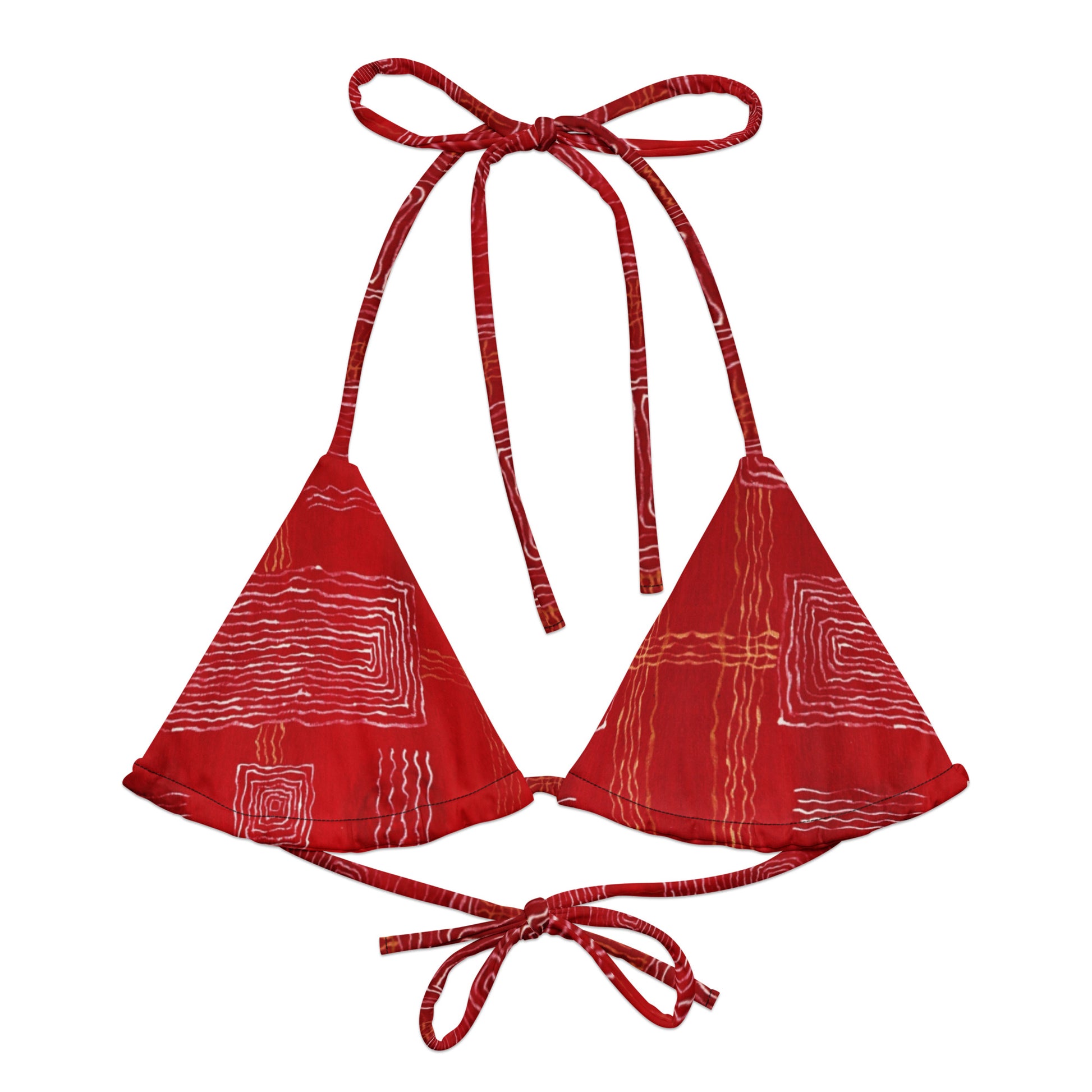 All-over print recycled string bikini top