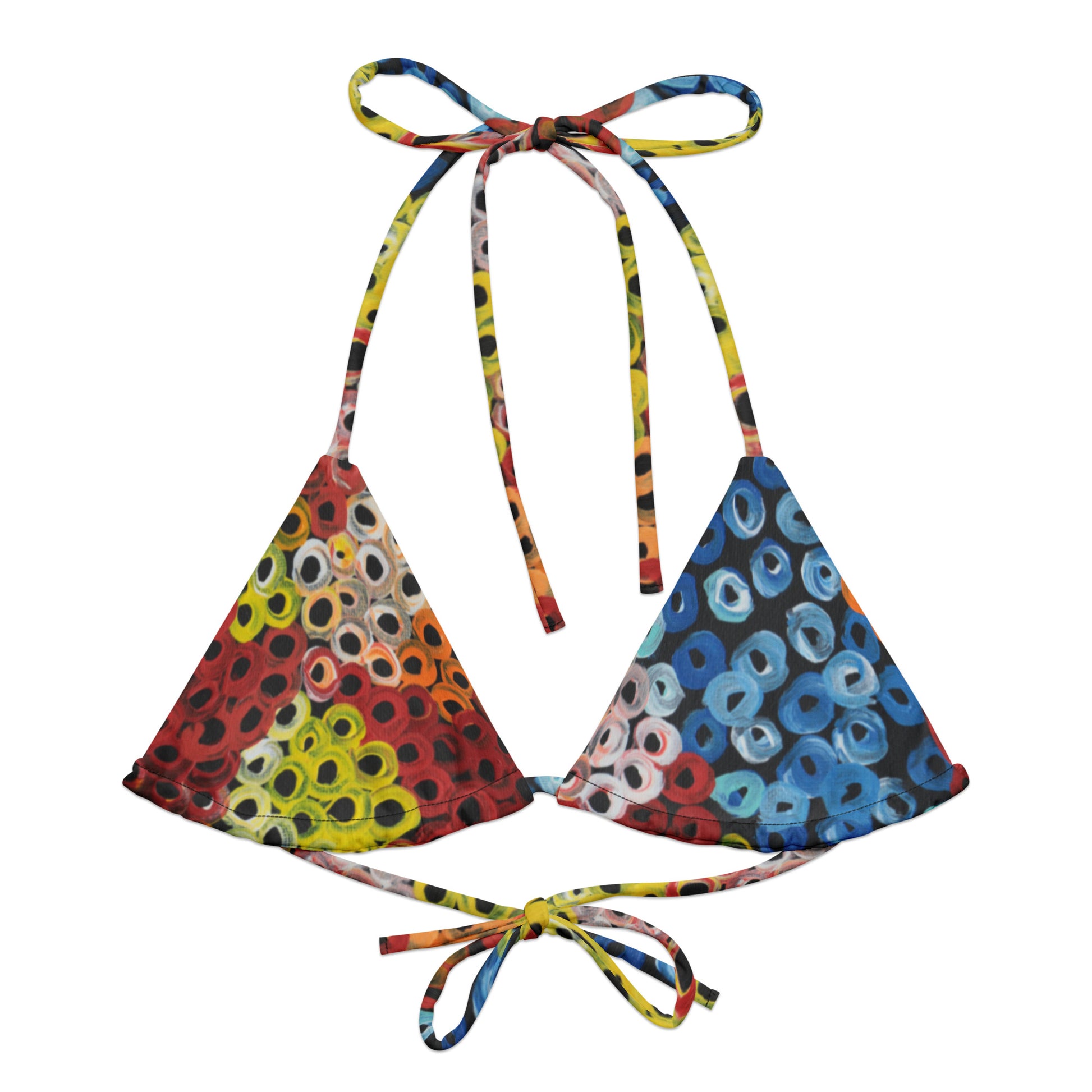 All-over print recycled string bikini top