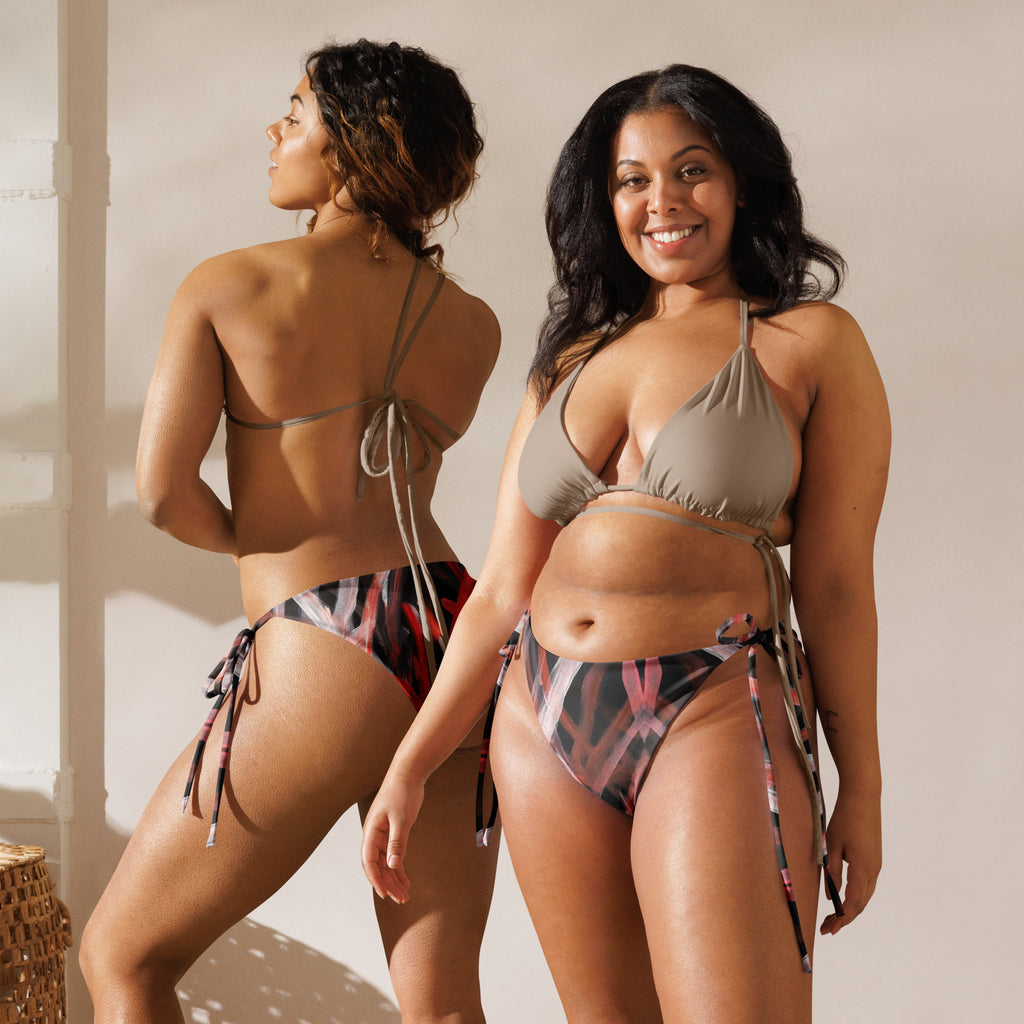 All-Over Print Recycled String Bikini Bottom