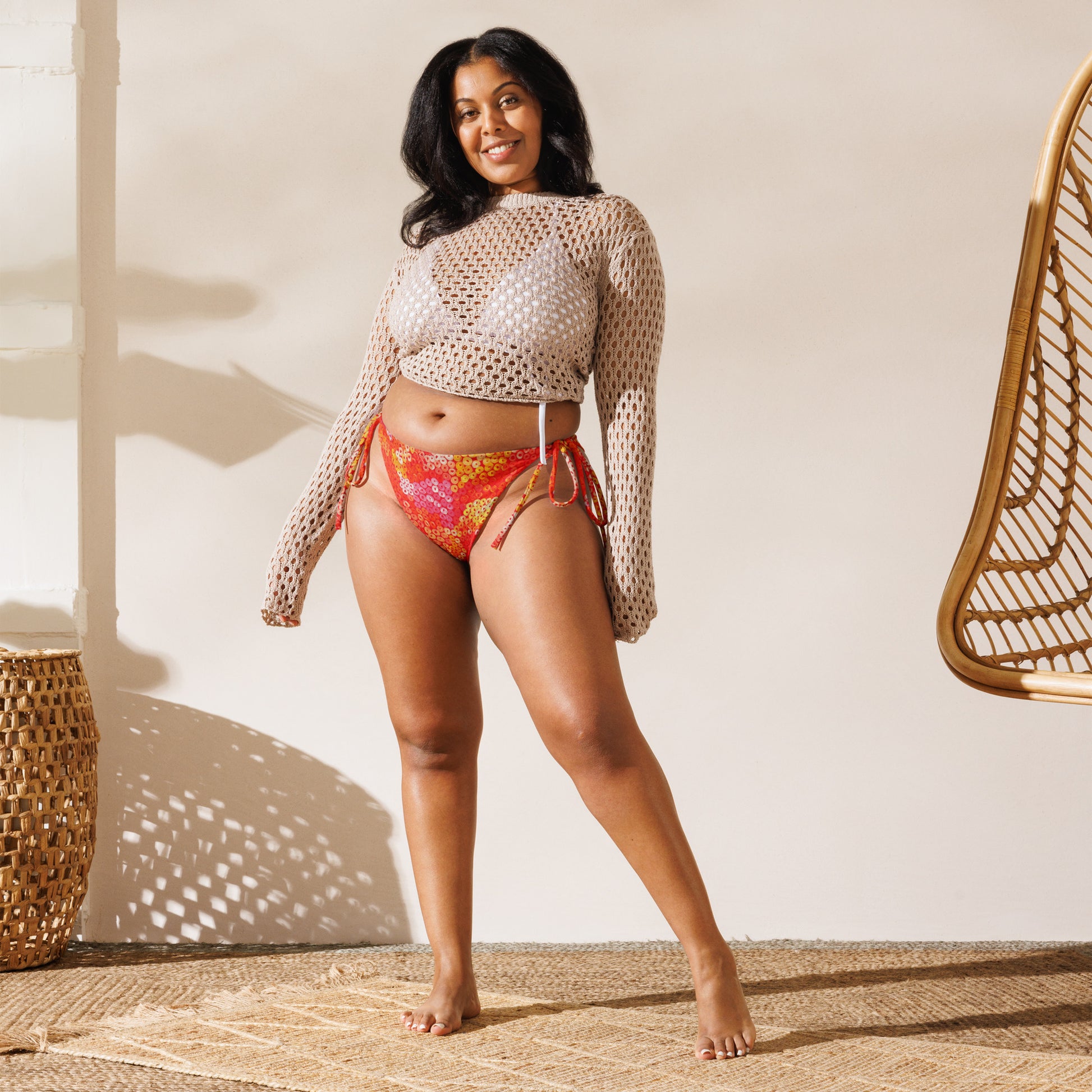 All-Over Print Recycled String Bikini Bottom