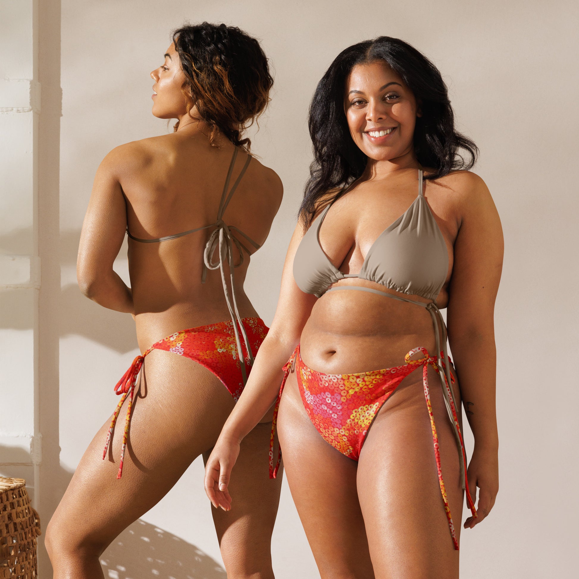 All-Over Print Recycled String Bikini Bottom