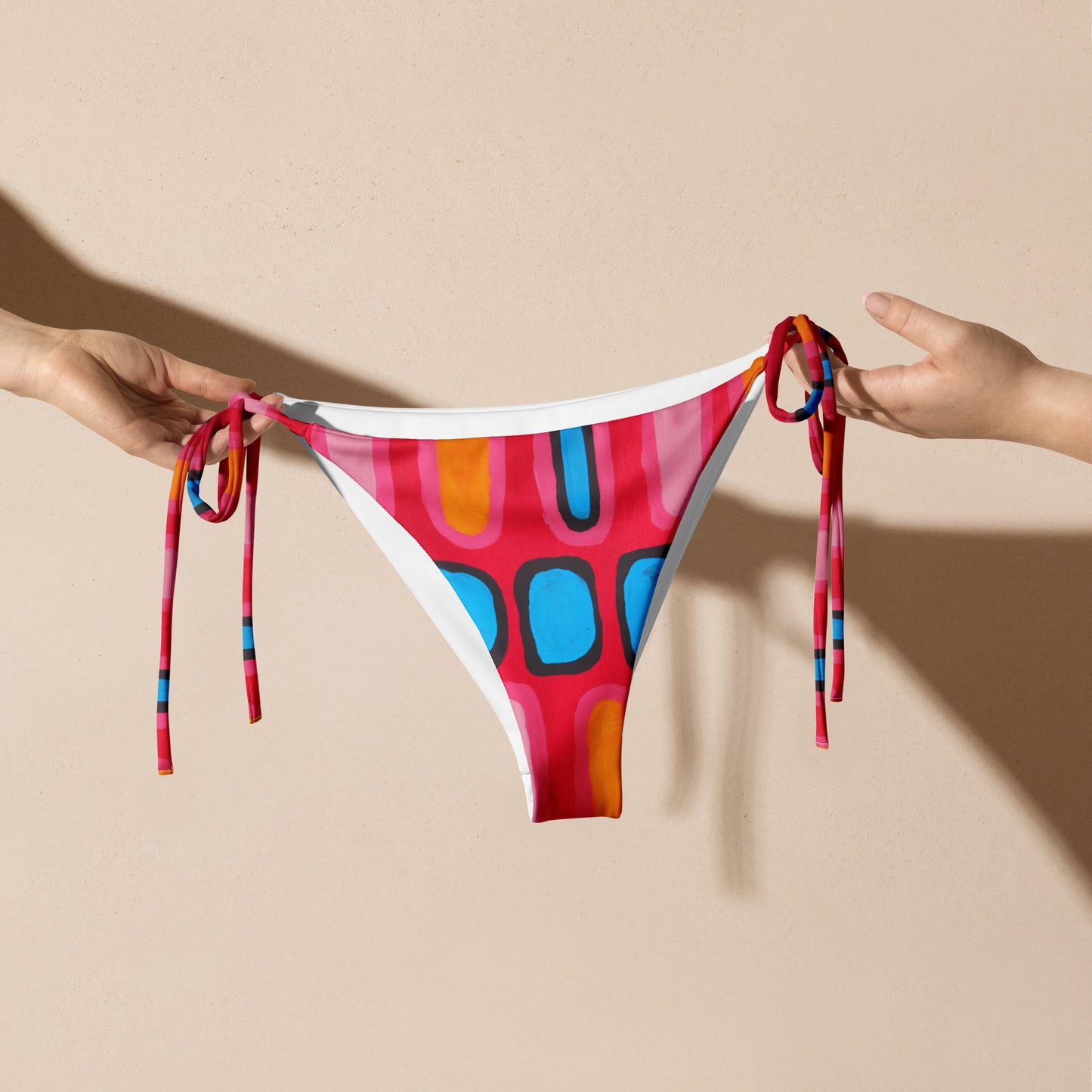 All-over print recycled string bikini bottom