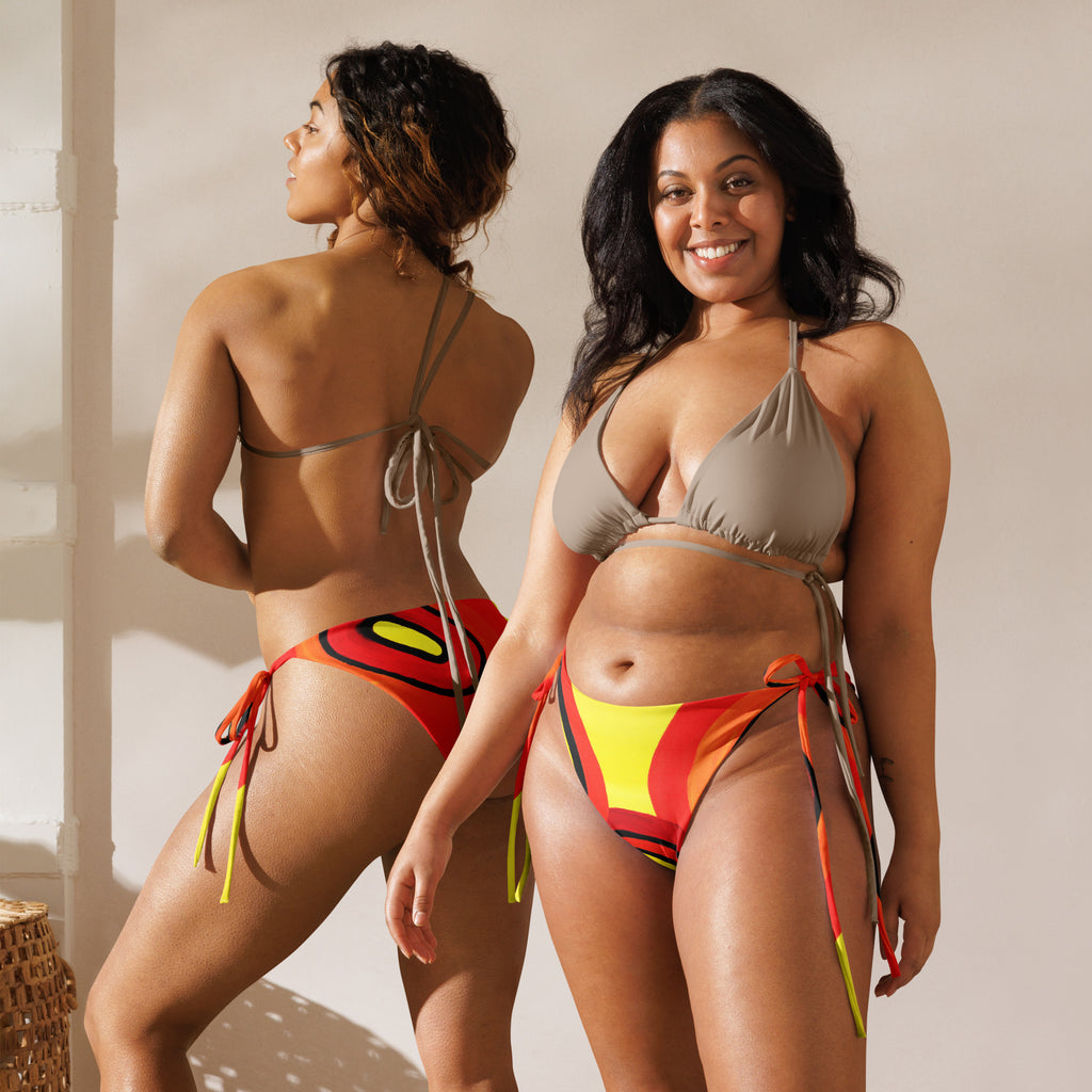 All-over print recycled string bikini bottom
