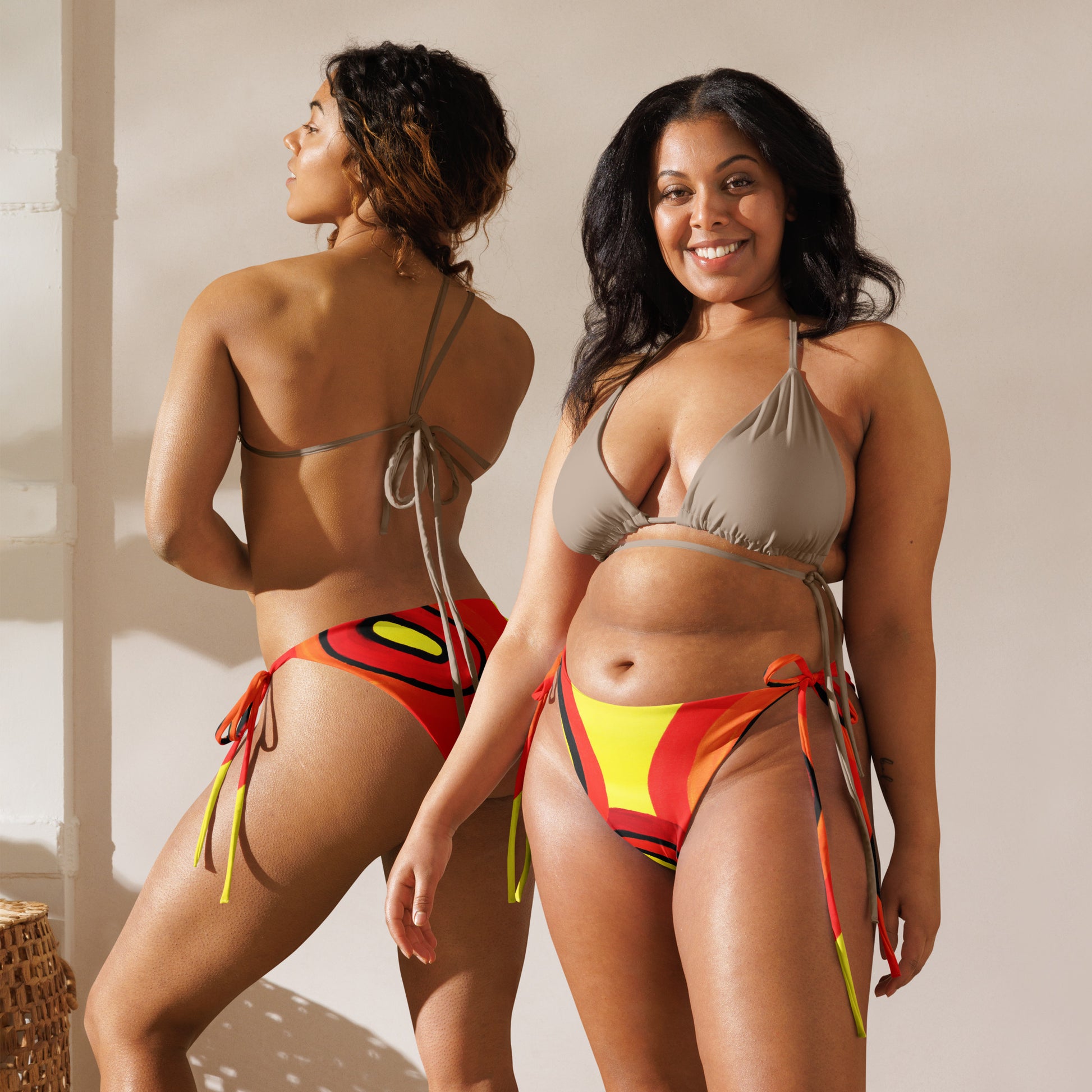 All-over print recycled string bikini bottom