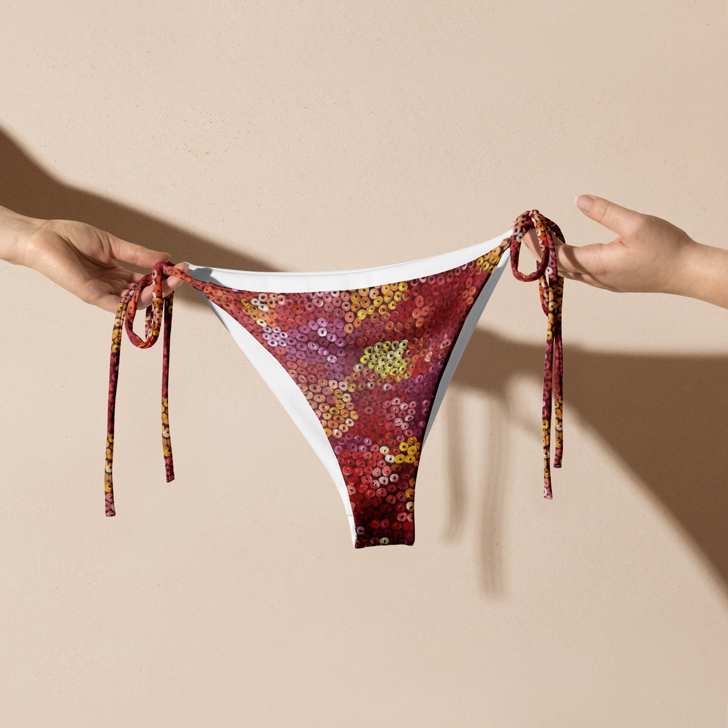 All-over print recycled string bikini bottom