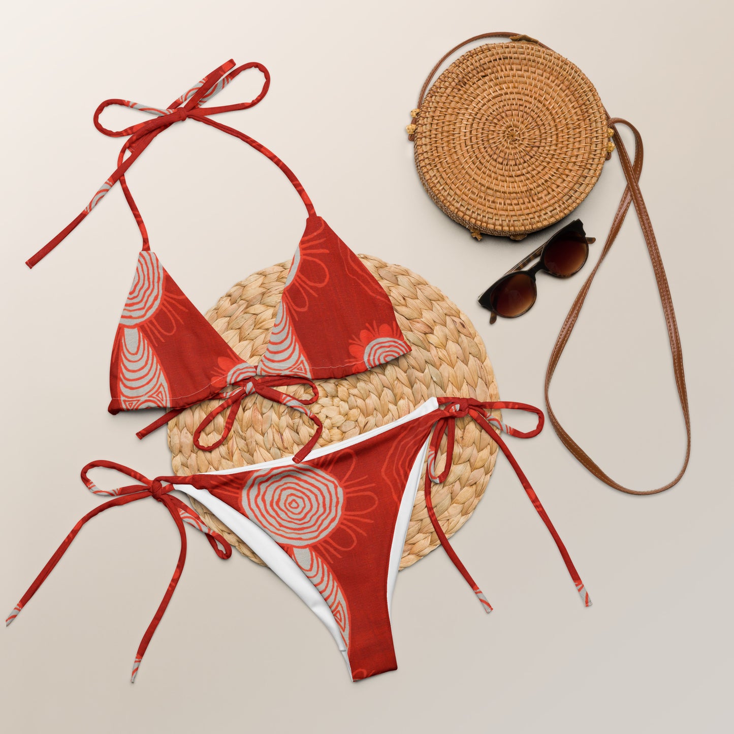 All-over print recycled string bikini