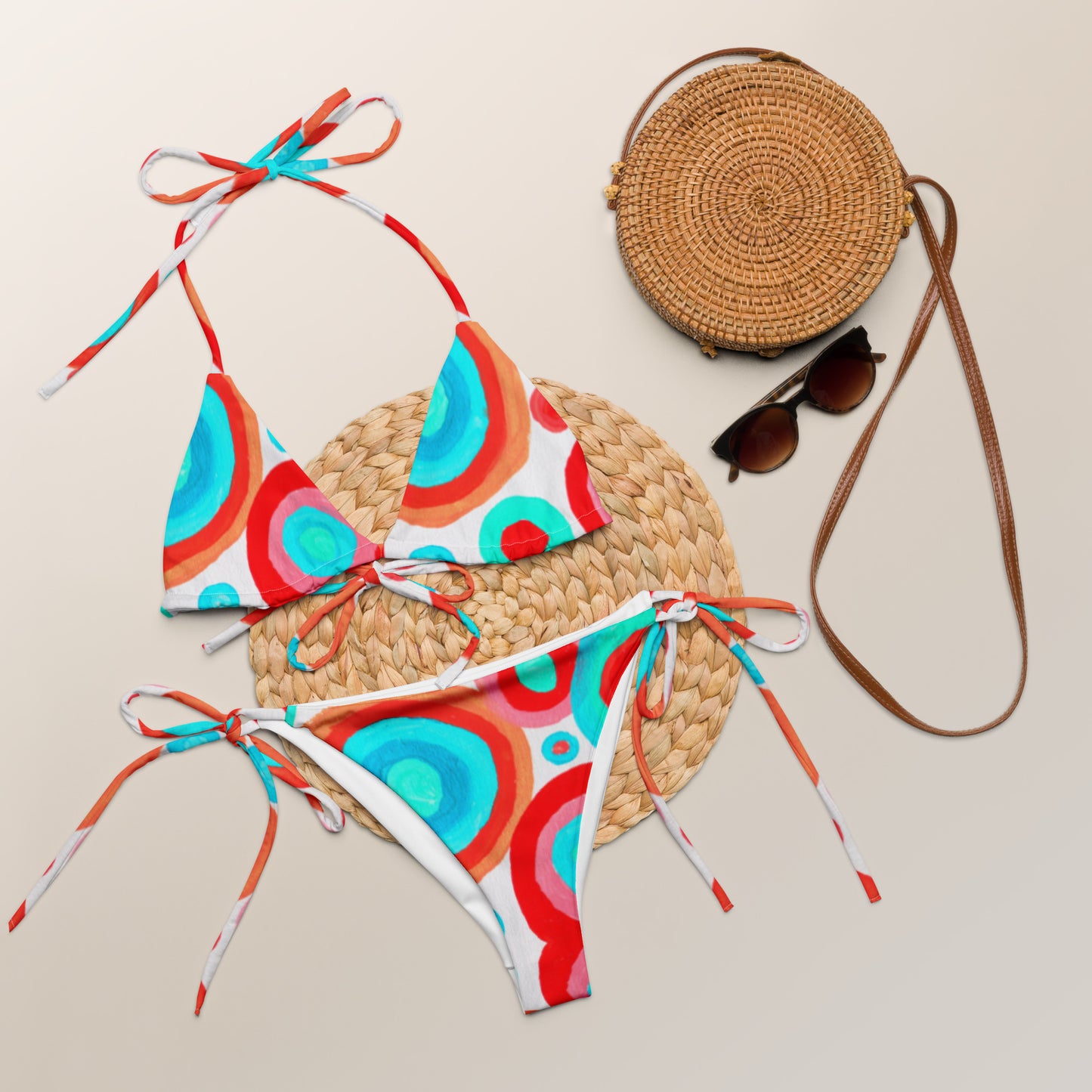 All-over print recycled string bikini